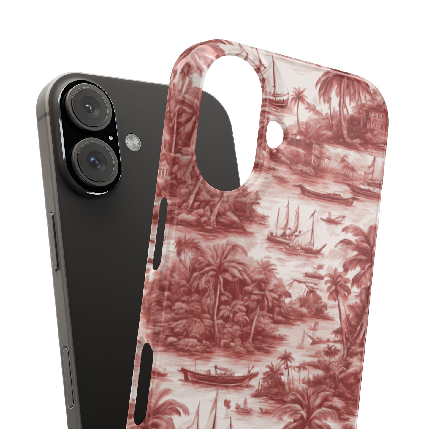 Slim Phone Cases - Tropical Toile #1, russet