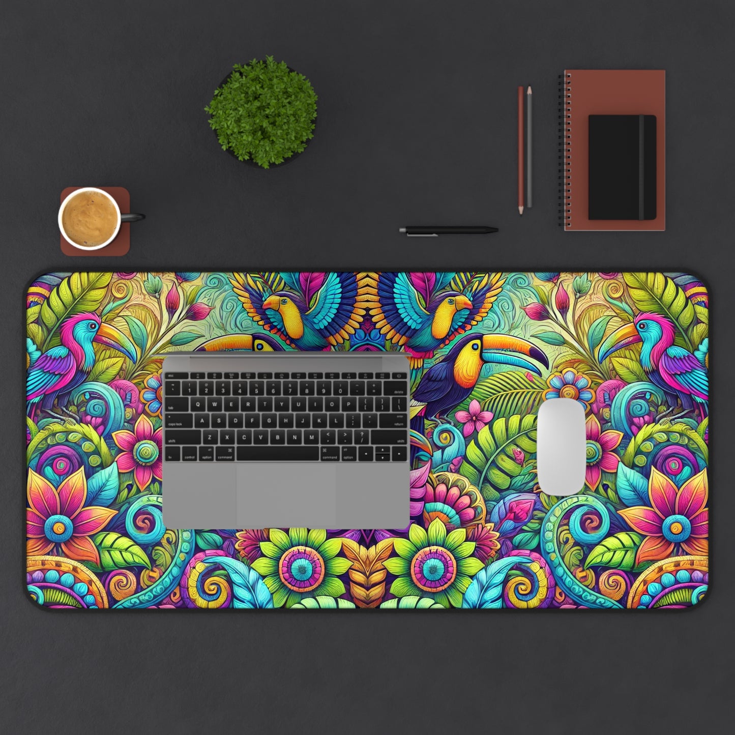 Tropical Mouse Pad/Desk Mat, 3 Sizes - Perfect for Home Office / Colorful Rainforest Parrots