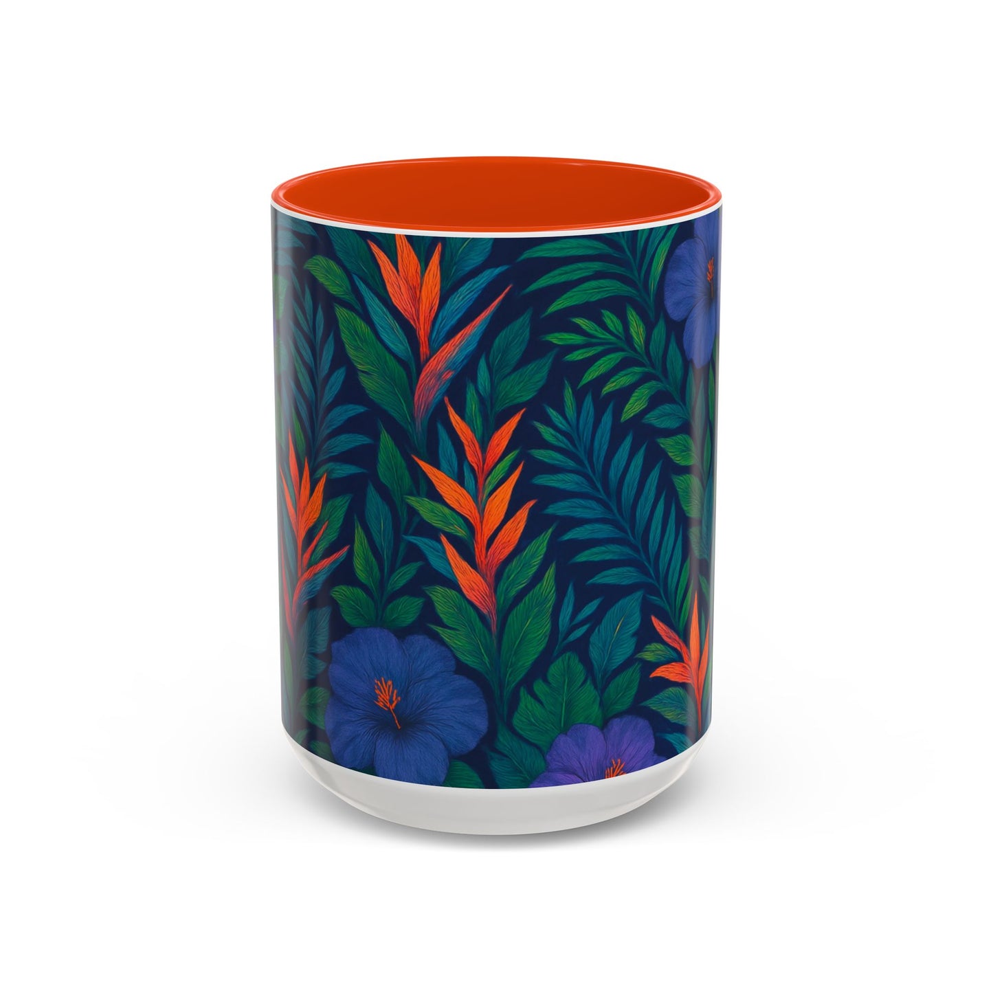 Vibrant Floral Coffee Mug - 11oz & 15oz / Midnight Flower Coral