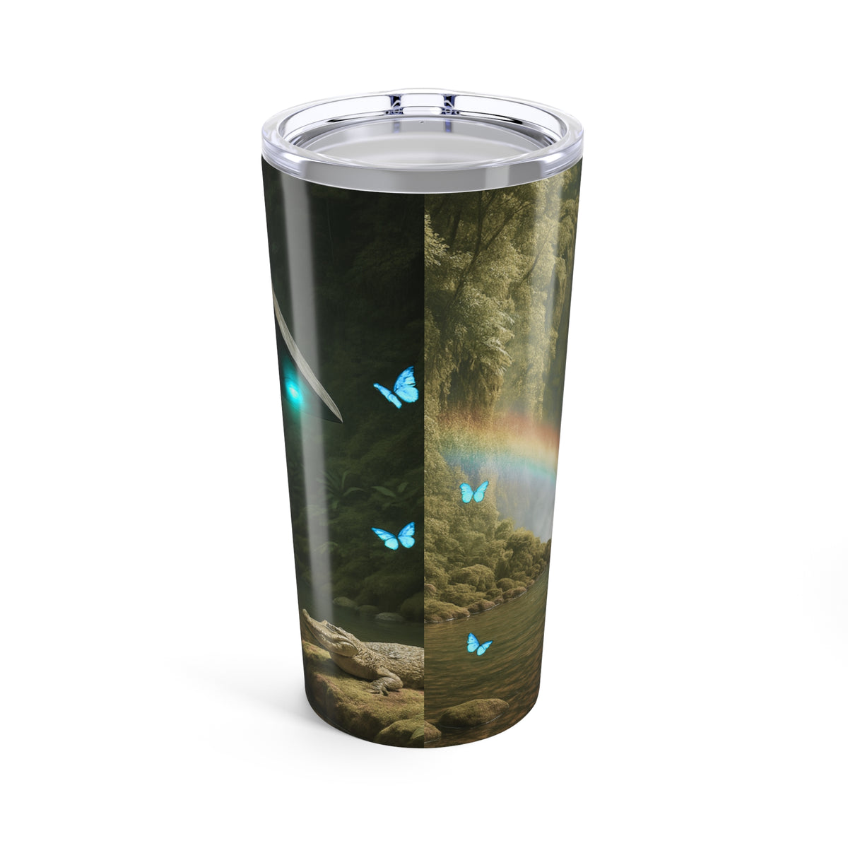 20oz Tropical Glossy Tumbler - UFO and Waterfall