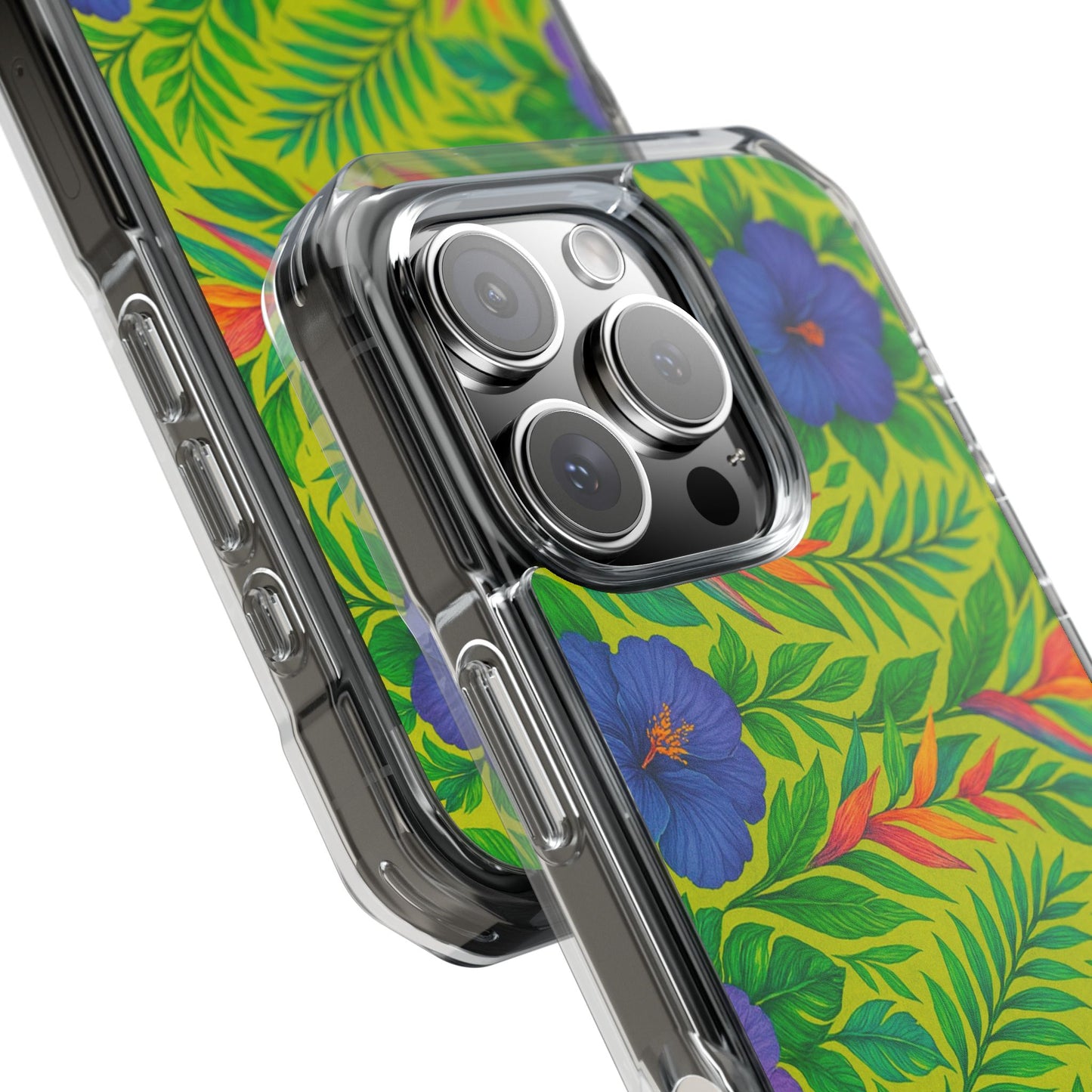 Midnight Flower Lime Magnetic Clear Phone Case, Many Models