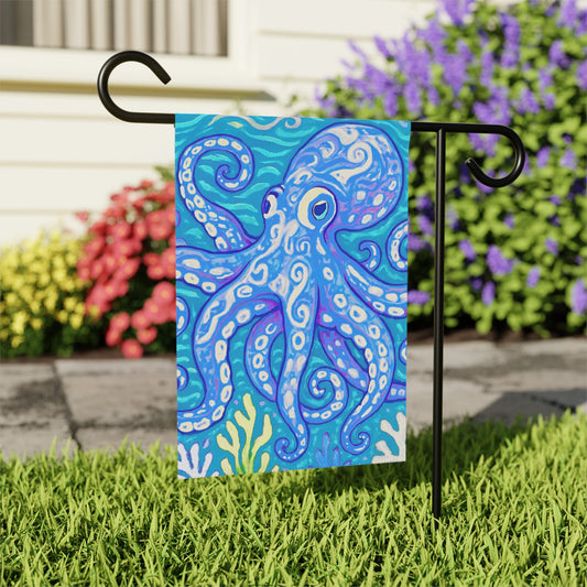 Tropical Garden Flag - Perfect for Outdoor Decor / Octopus Kraken Joe, Blue