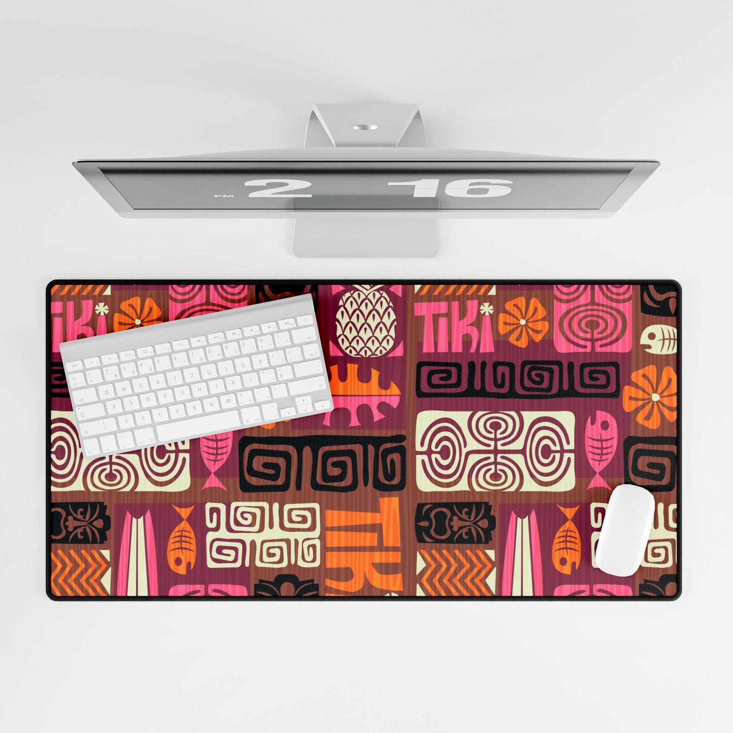 Desk Mats, Tiki Poster Pink/Orange