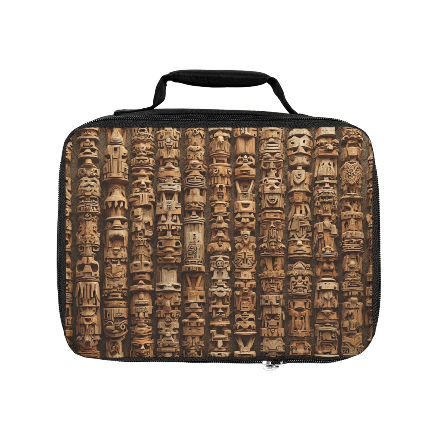 Ancient Tiki Totems Lunch Bag - Eco-Friendly Insulated Tote, Adult and Child Lunchbox / Perfect for Picnics, Beach Outings