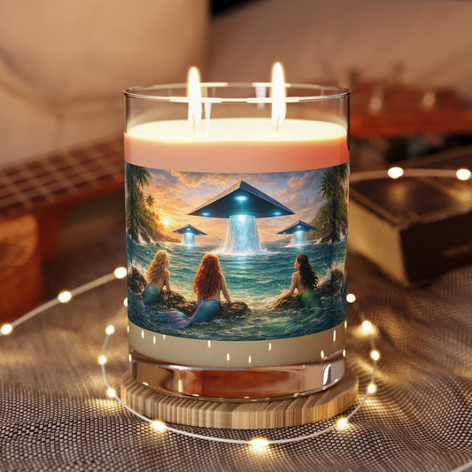 UFOs & Mermaid Scented Candle - 11oz Full Glass, Tropical Decor