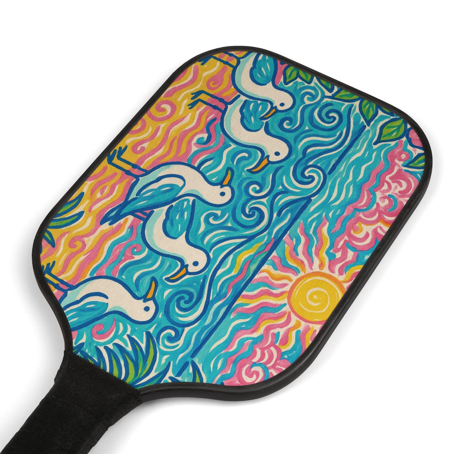 Tropical Pickleball Kit - Coastal Vibe Paddles & Balls Set / Beach Seagulls