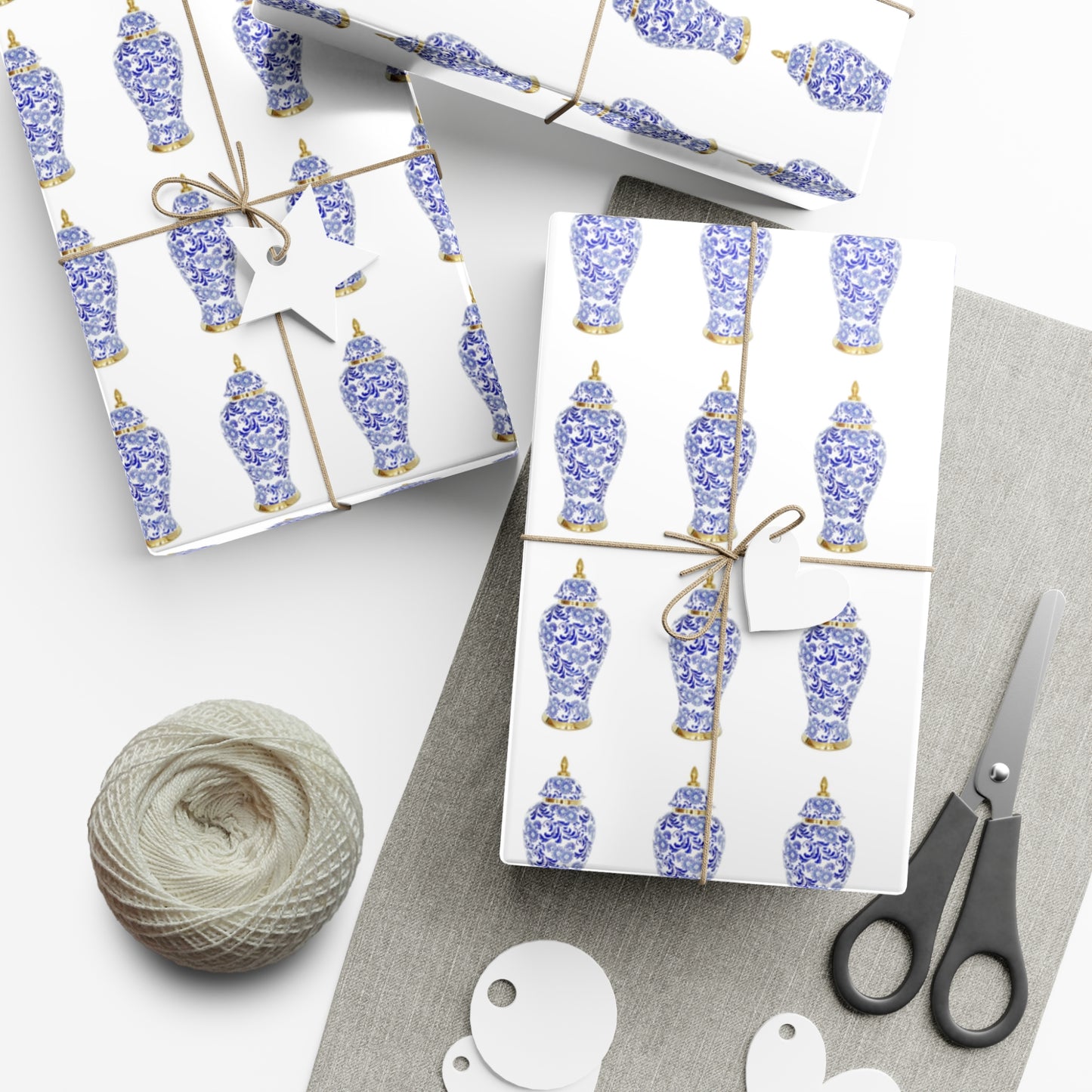 Gift Wrap Papers, Blue and White Ginger Jar, 3 Sizes