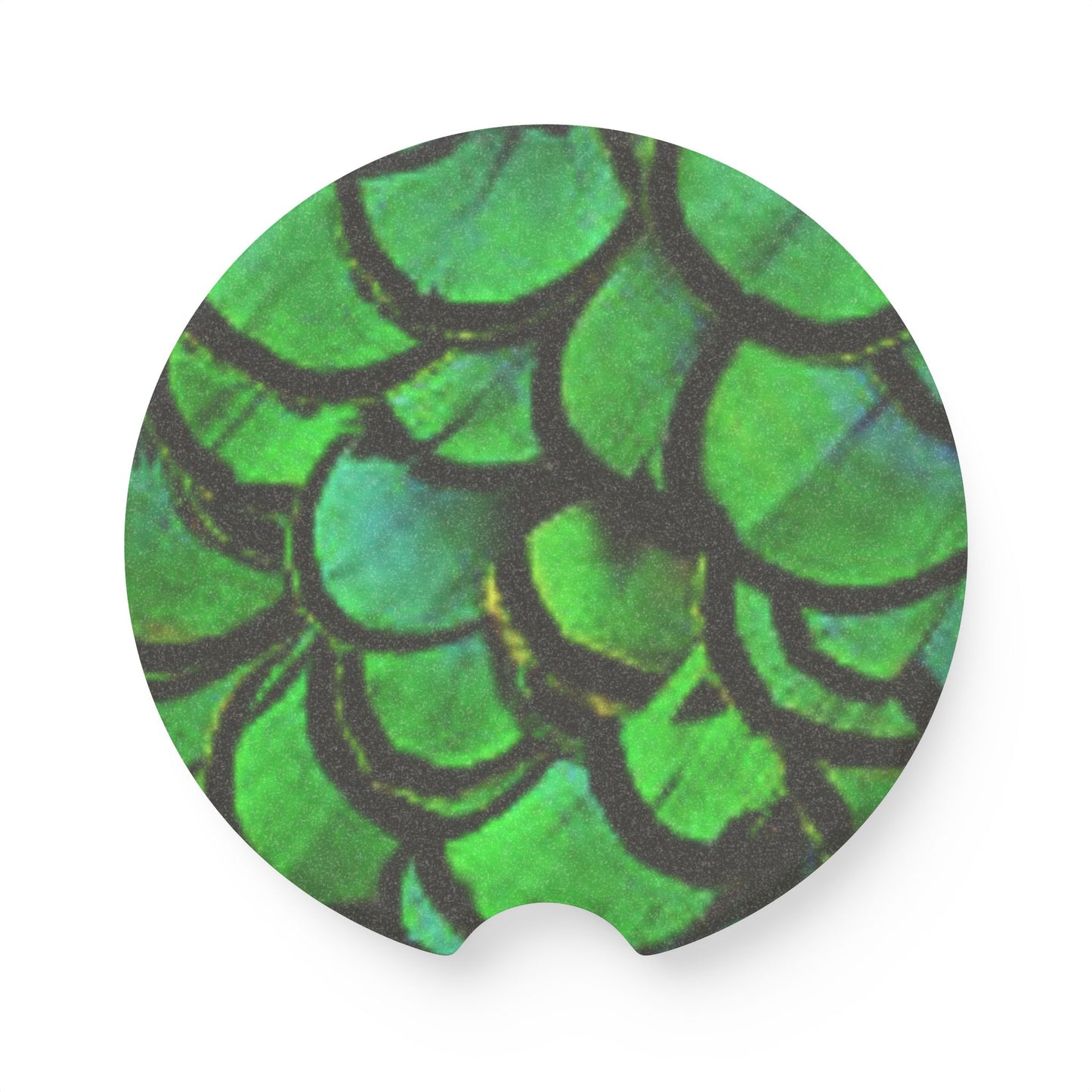 Soapstone Car Coaster - Green Peacock