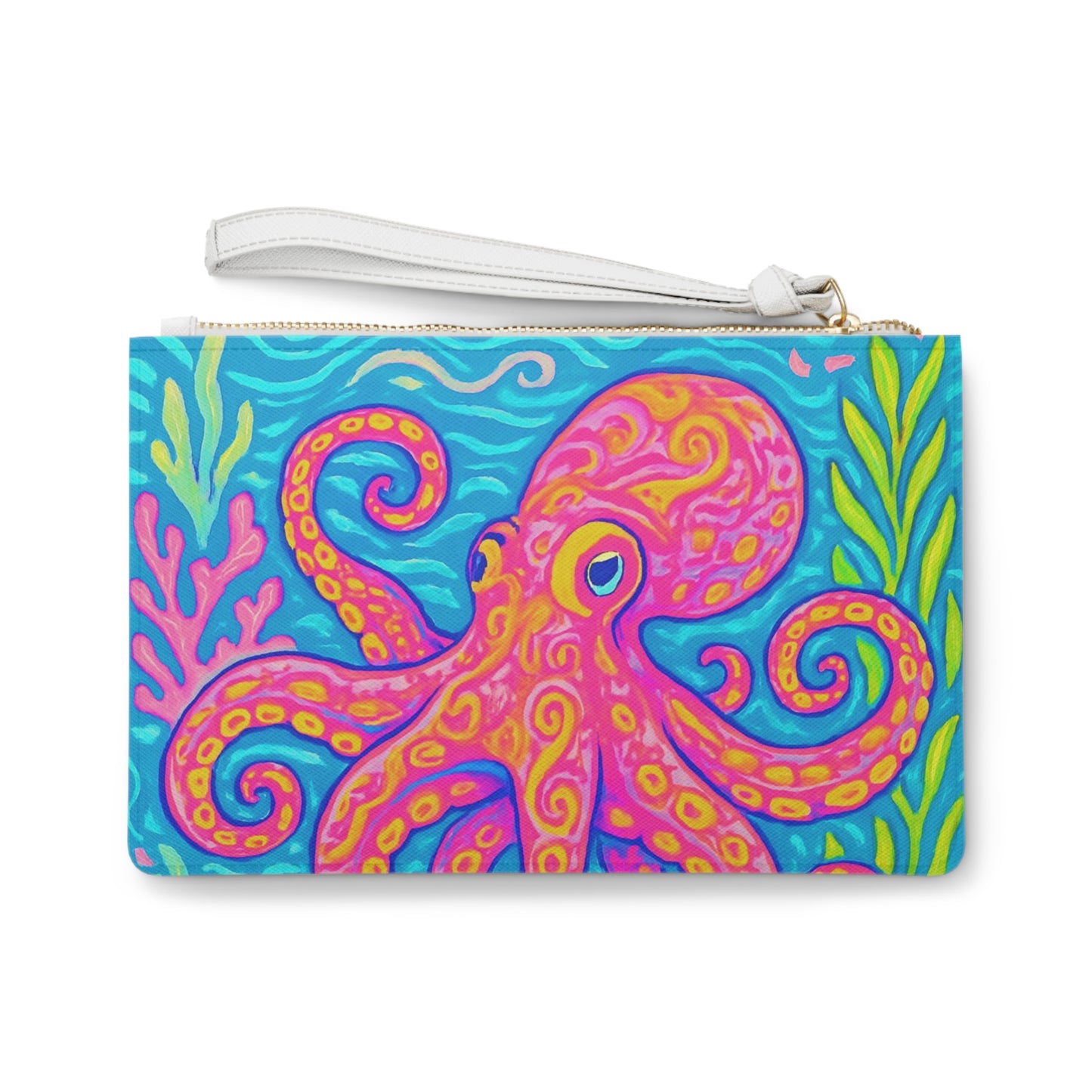 Tropical Faux Leather Clutch Bag - Perfect for Beach Adventures & Summer Vacations / Octopus Kraken Joe