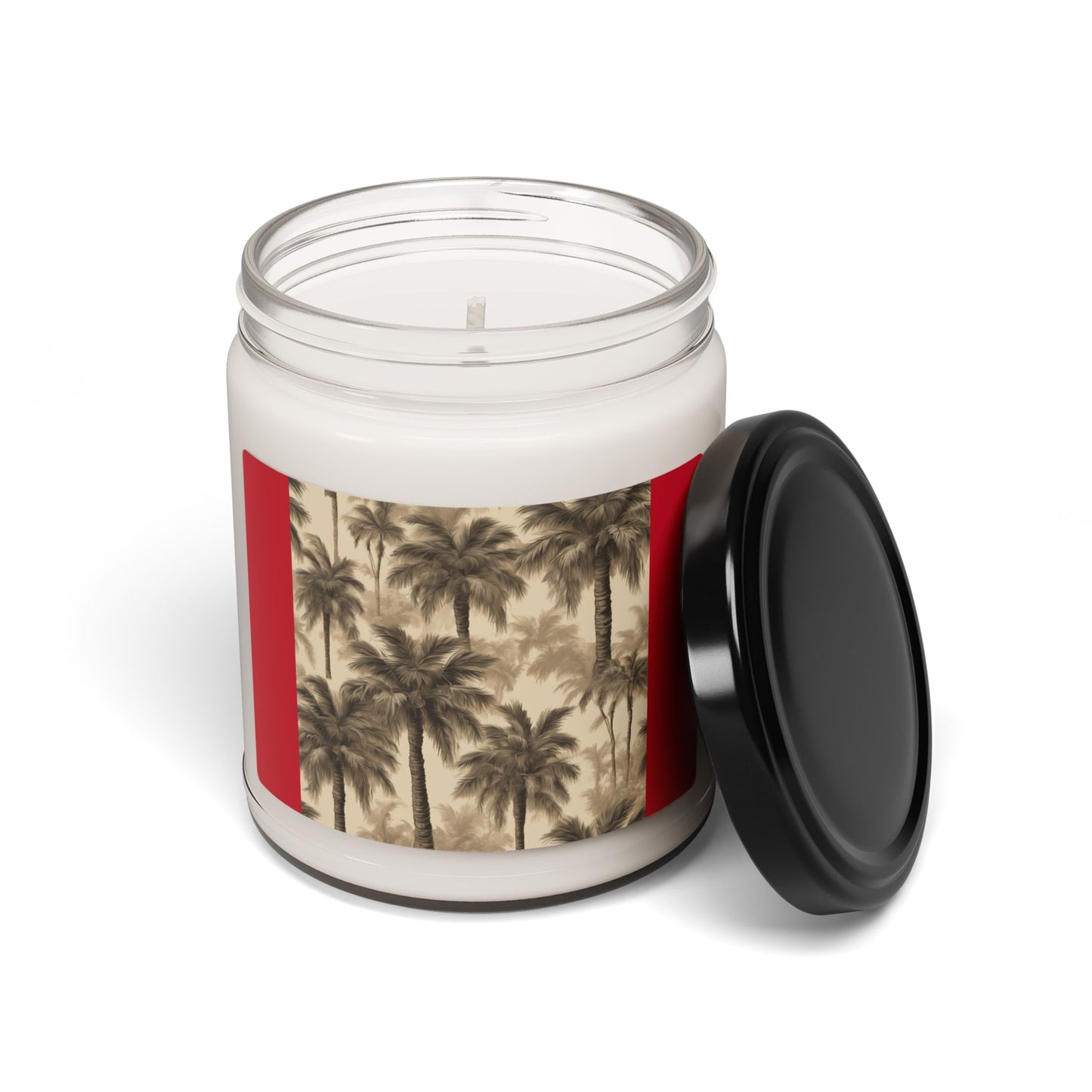 Scented Soy Candle, 9oz, Lisa's Fluffy Palms, dark red