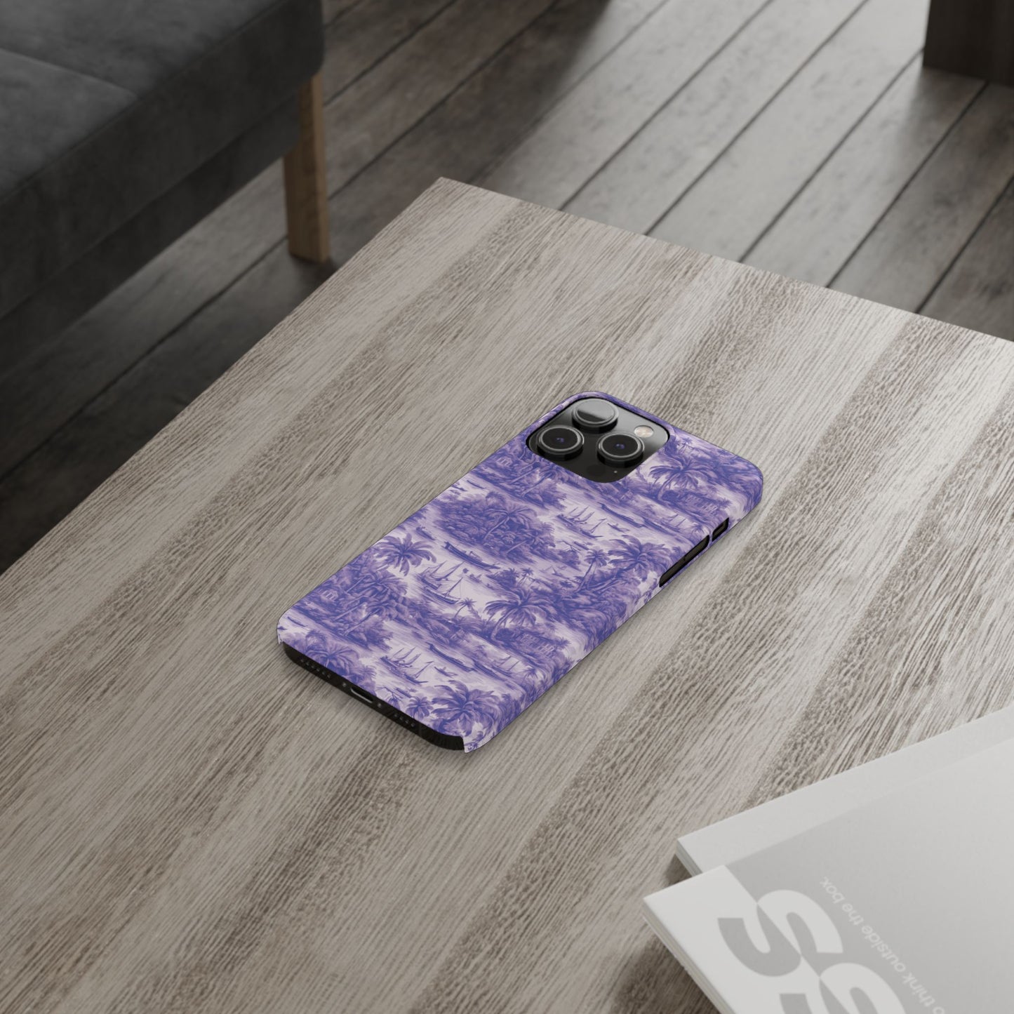 Slim Phone Cases - Tropical Toile #1, purple