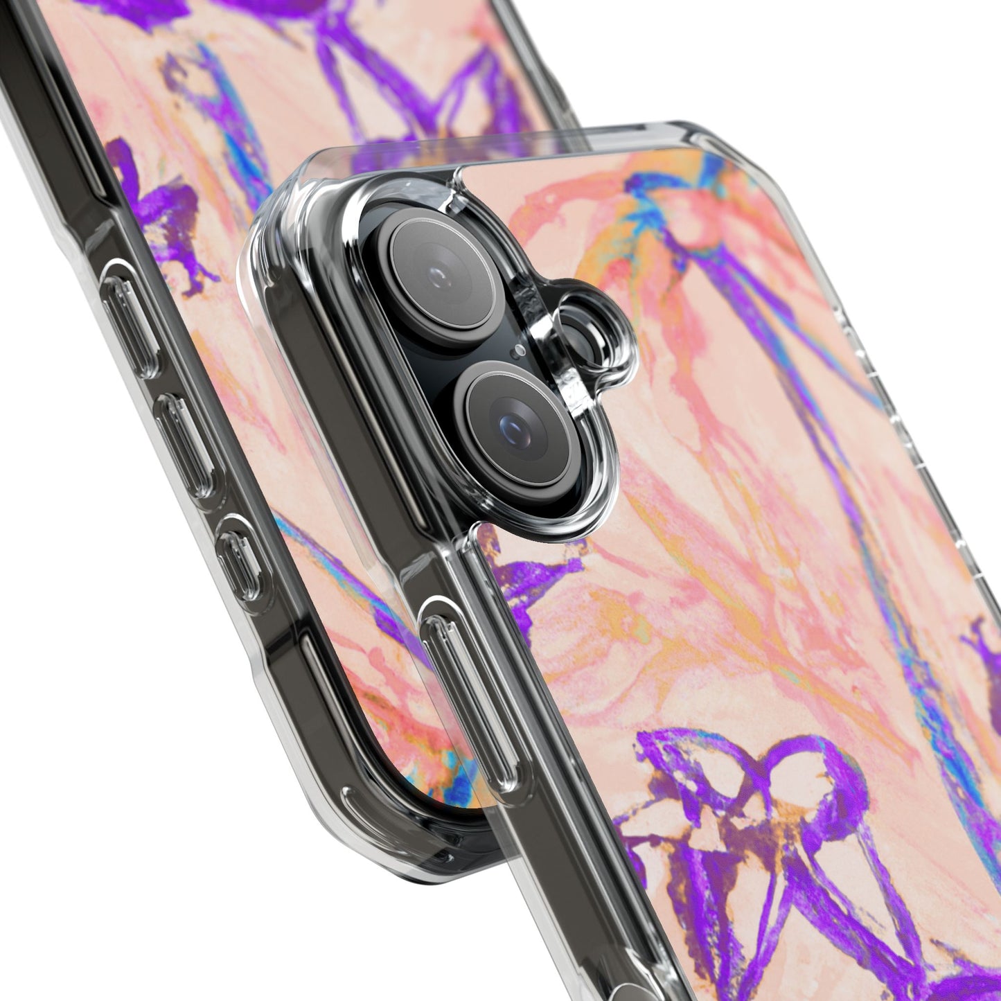 Tropical Doodles/Peach Magnetic Clear Phone Case, Many Models