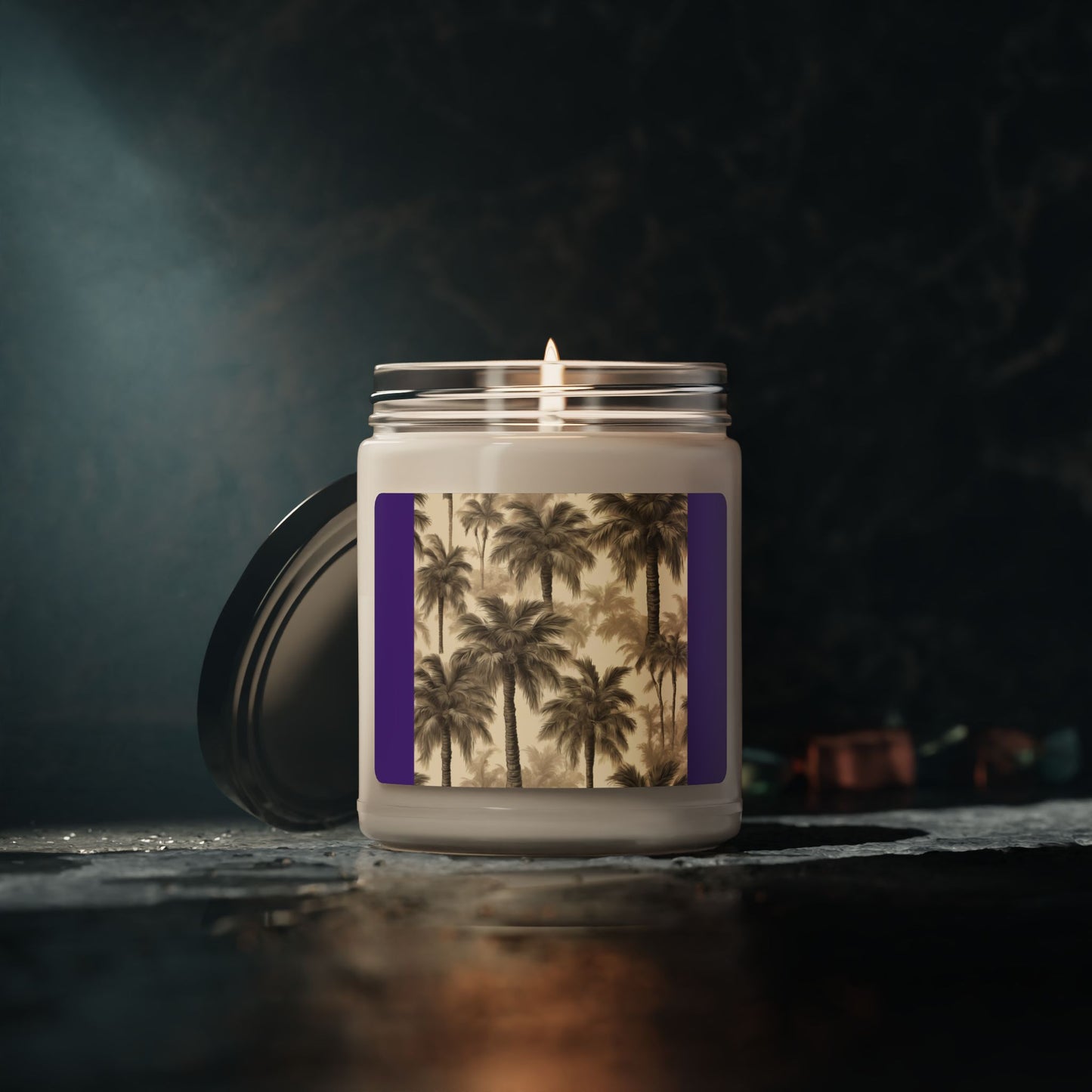 Scented Soy Candle, 9oz, Lisa's Fluffy Palms, purple