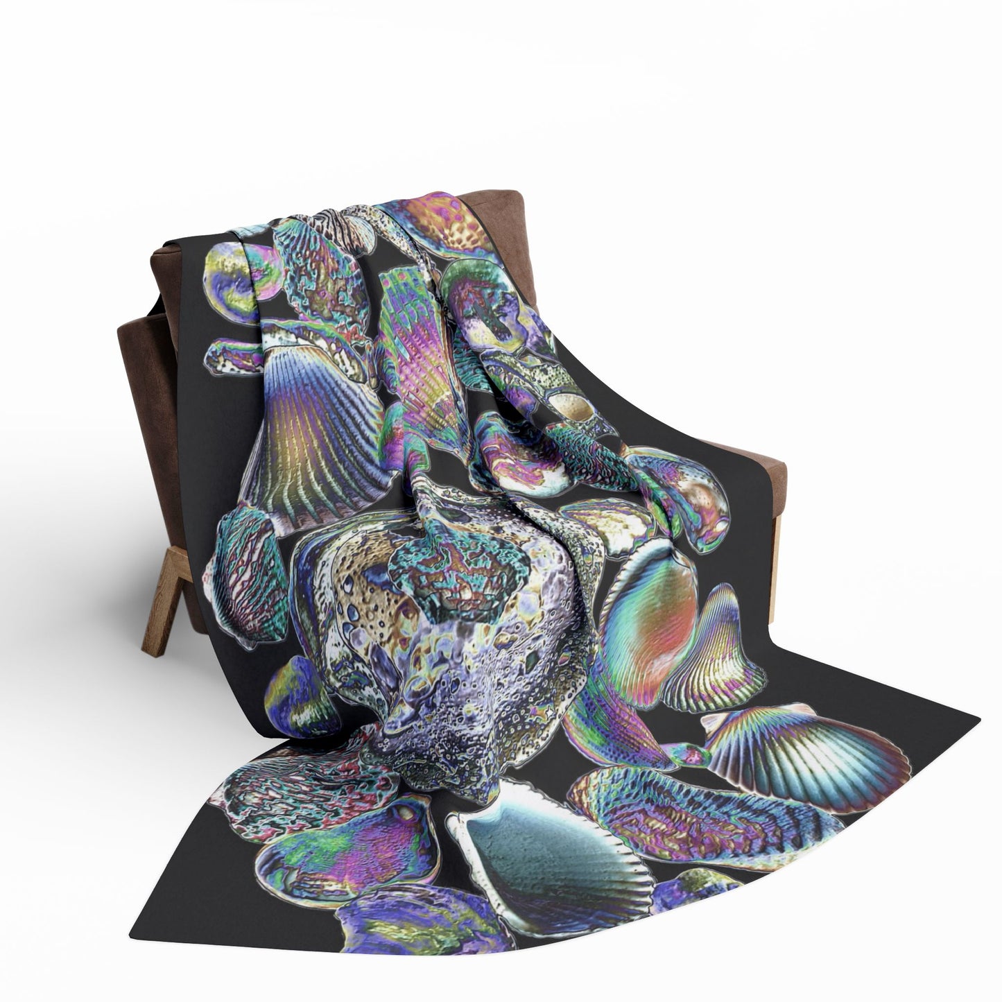 Heatwave Shell Collection in Black Fleece Blanket - Colorful Tropical Design