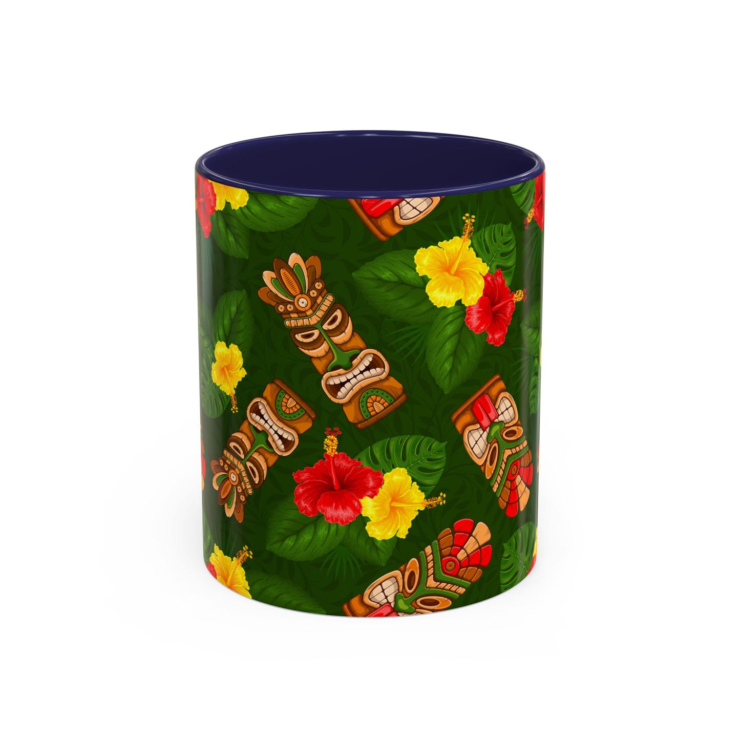 Accent Coffee Mug (11, 15oz), 8 Colors - Tiki Hibiscus Garden