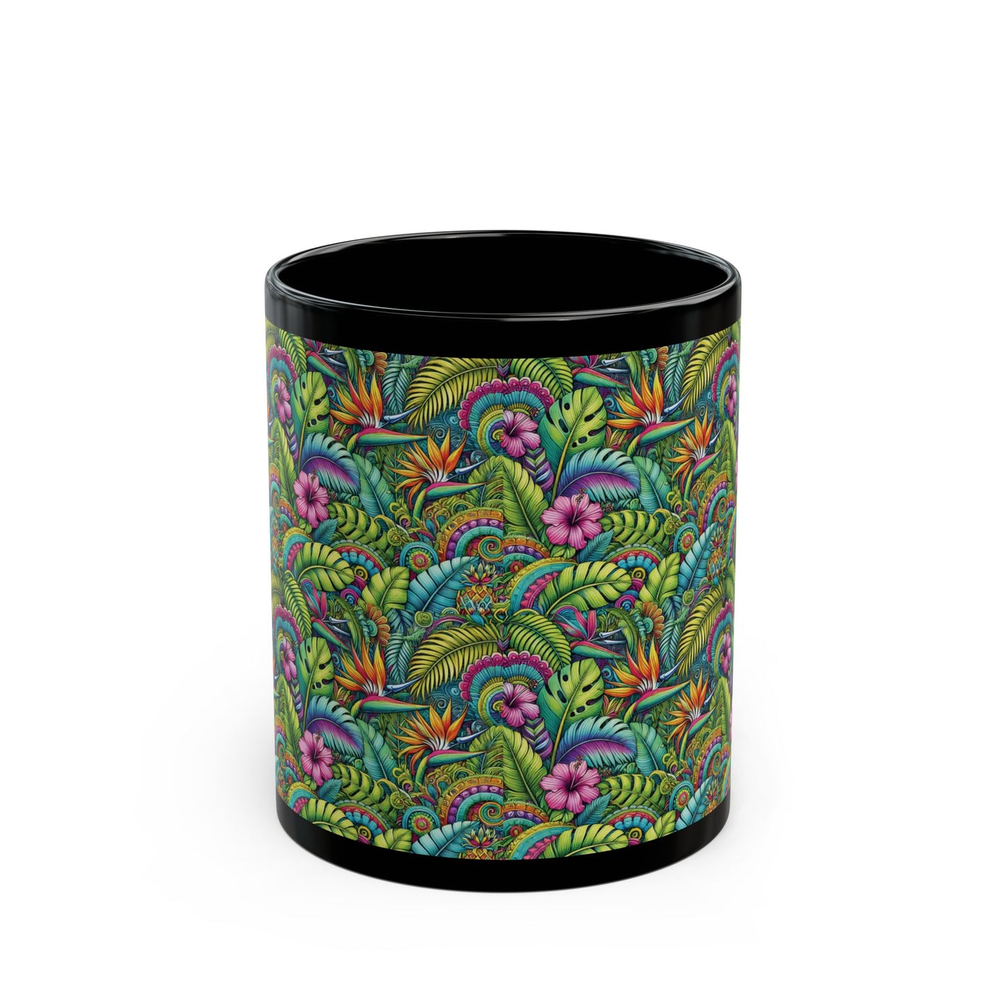 Black Coffee Mug - Rainforest Blooms