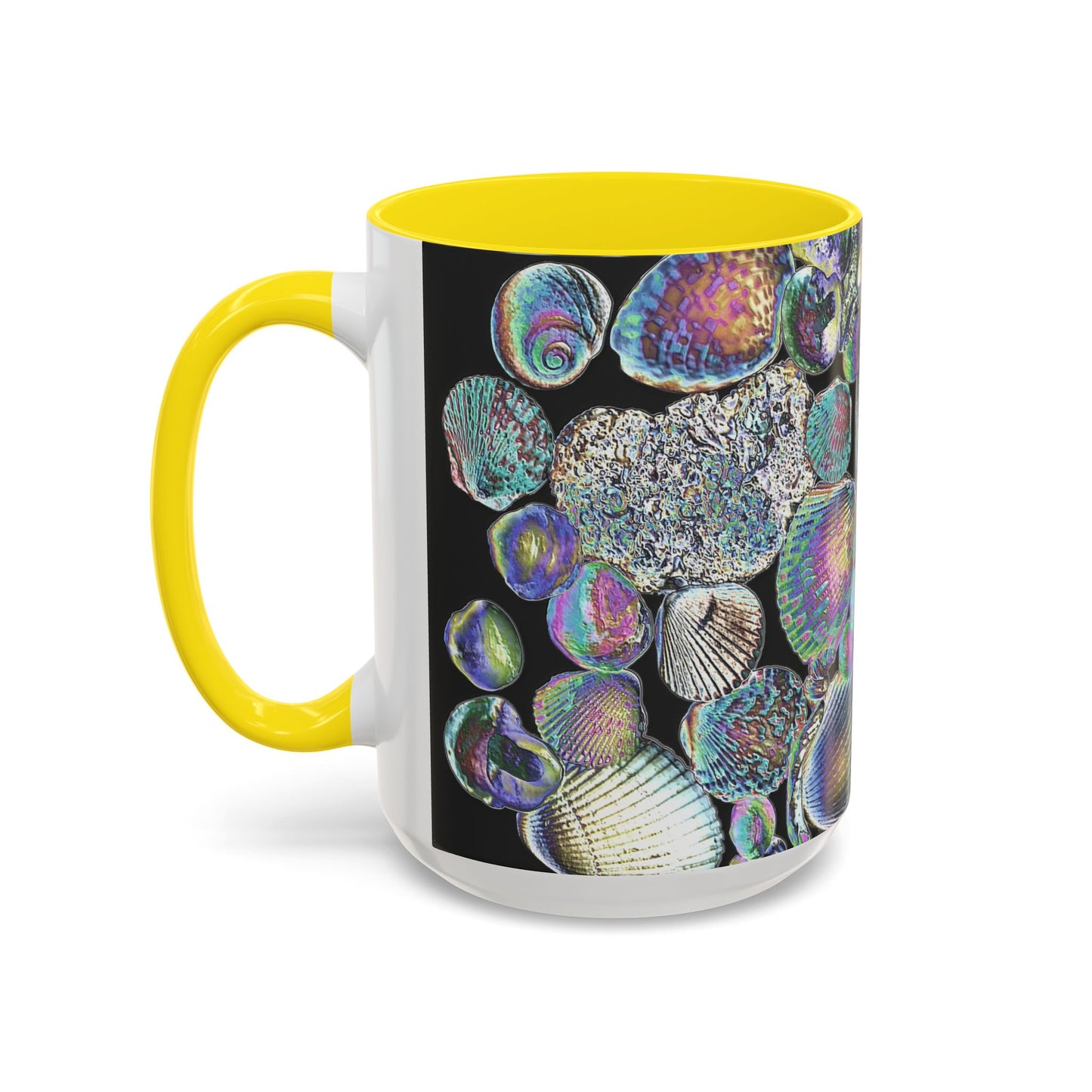 Iridescent Shells Accent Coffee Mug | Unique Sea-Inspired Drinkware / Heatwave Shell Collection