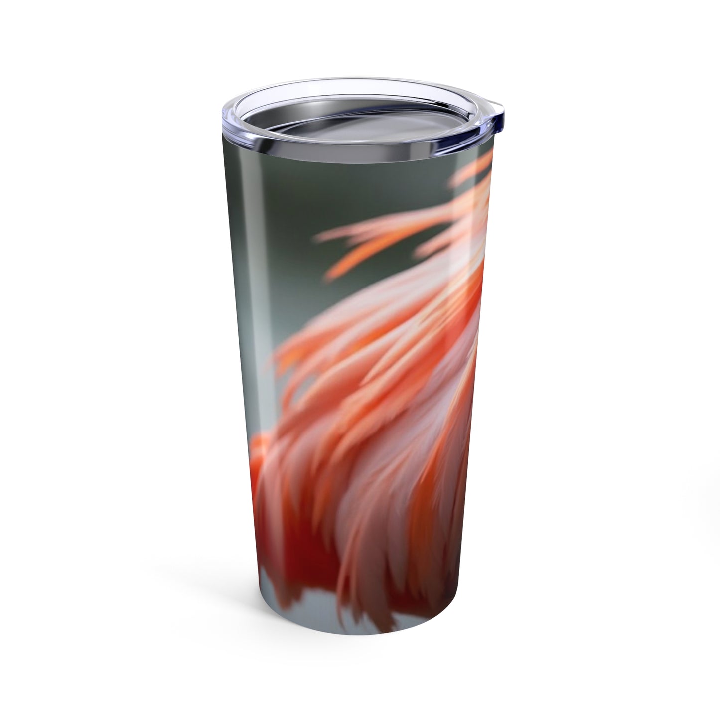 20oz Tropical Glossy Tumbler, Stainless Steel / Flamingo Feathers