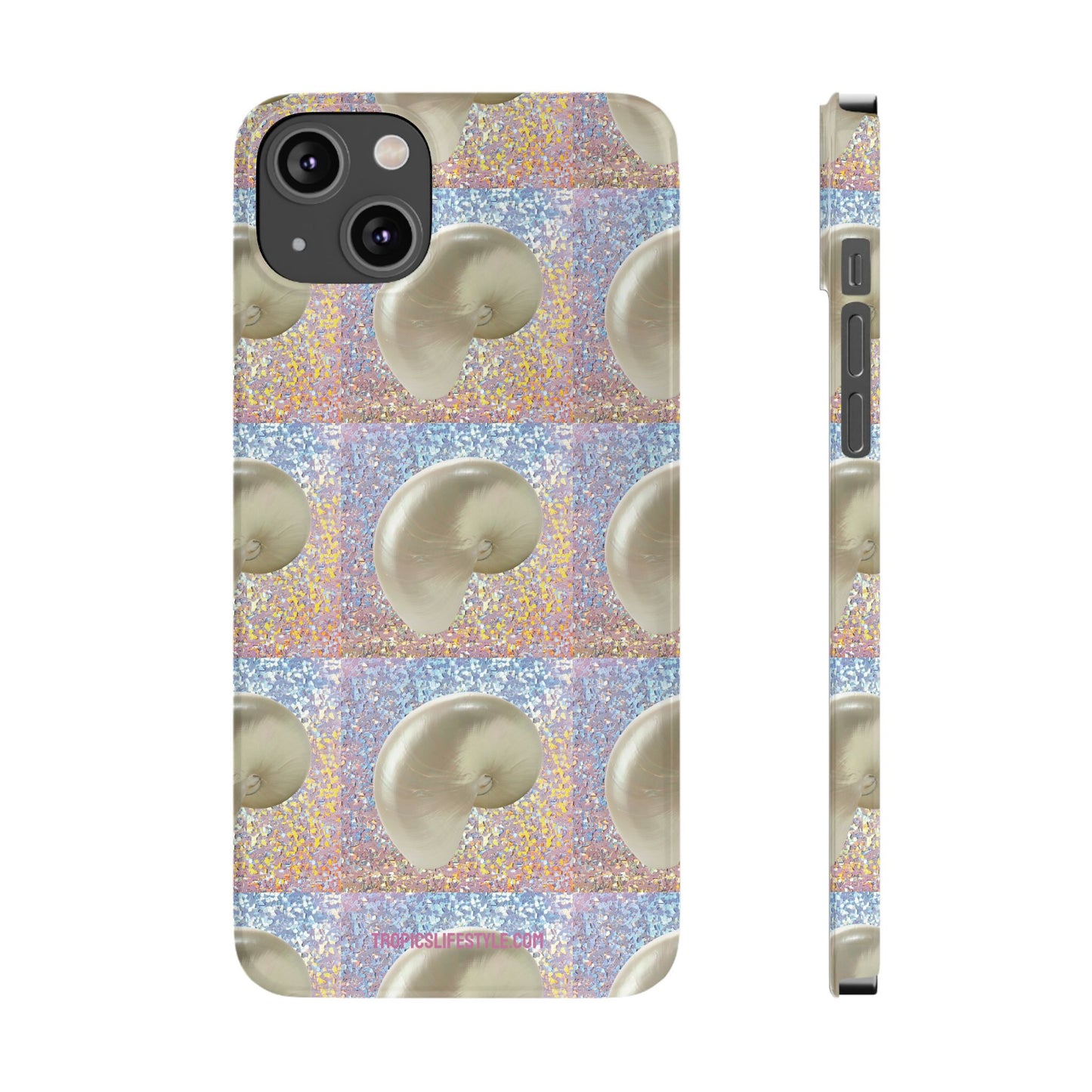 Slim Phone Cases - Disco White Nautilus