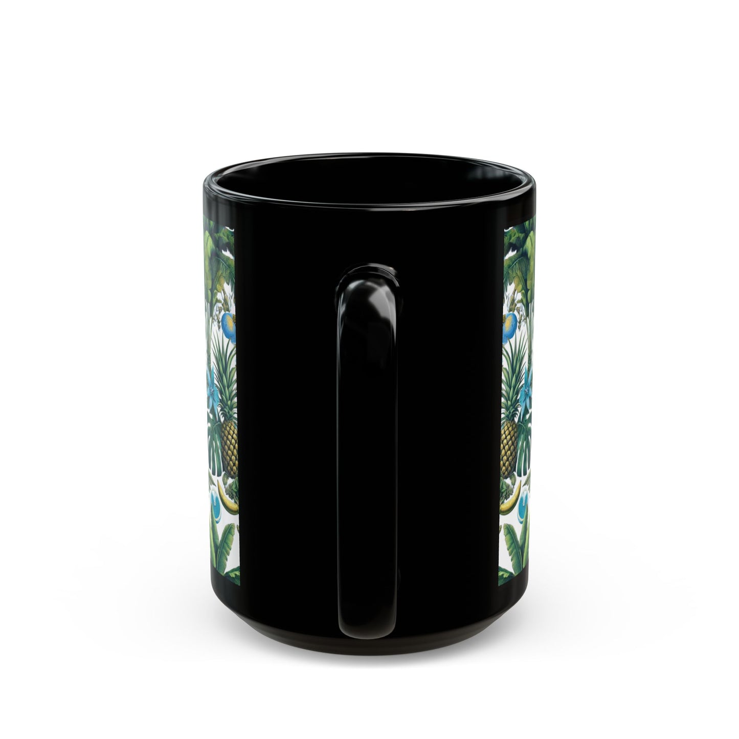 Black Coffee Mug - More Tropical Fruit, White