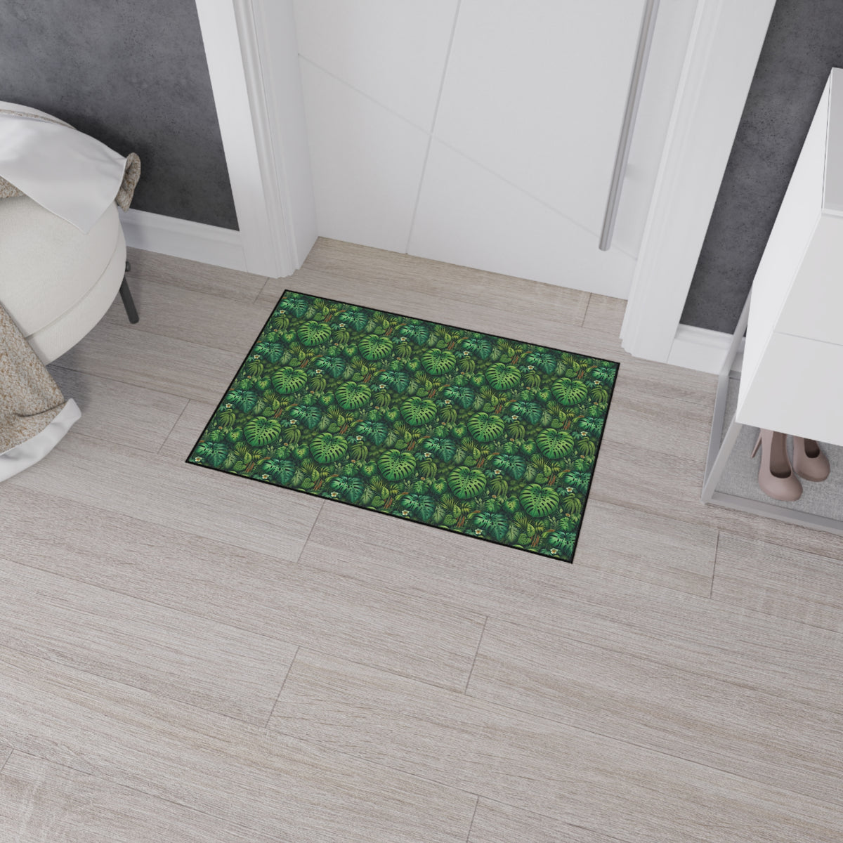 Heavy Duty Floor Mat, 5 Sizes – Tropical Area Rug for Home Décor / Rainforest Greenery
