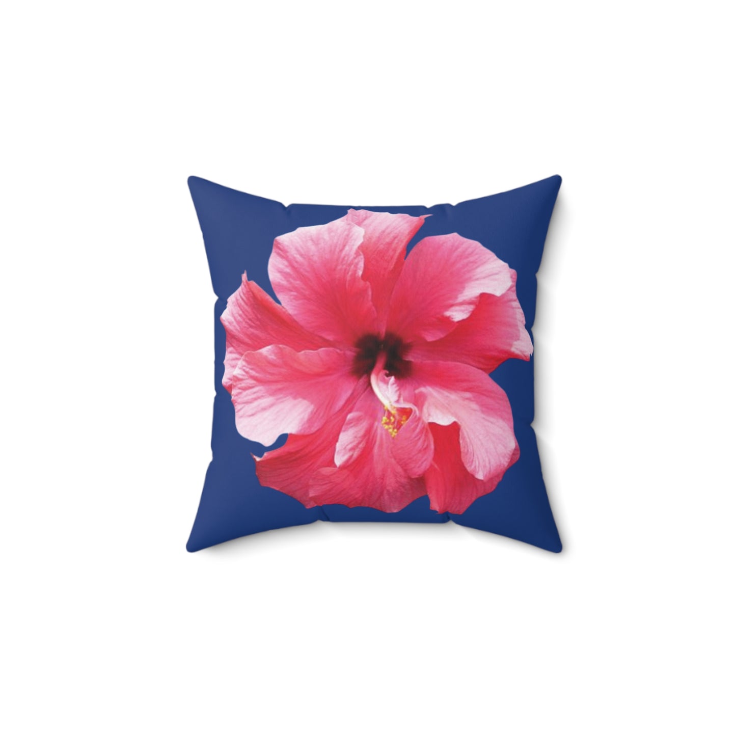 Decorative Pillow - Accent Cushion, 4 Sizes / Photo Pink Hibiscus, Navy Blue