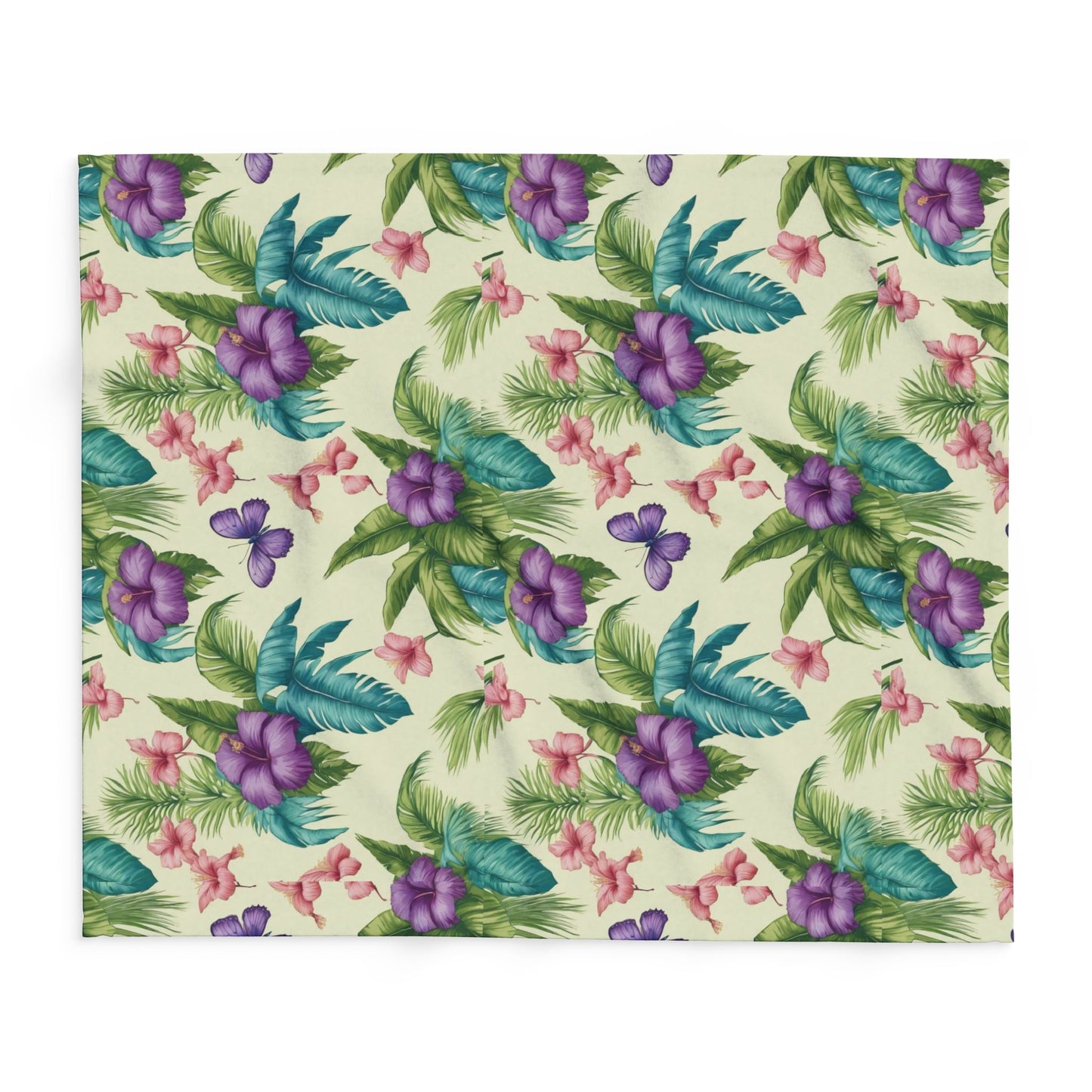 Mary's Garden Toile Fleece Blanket - Colorful Tropical Design