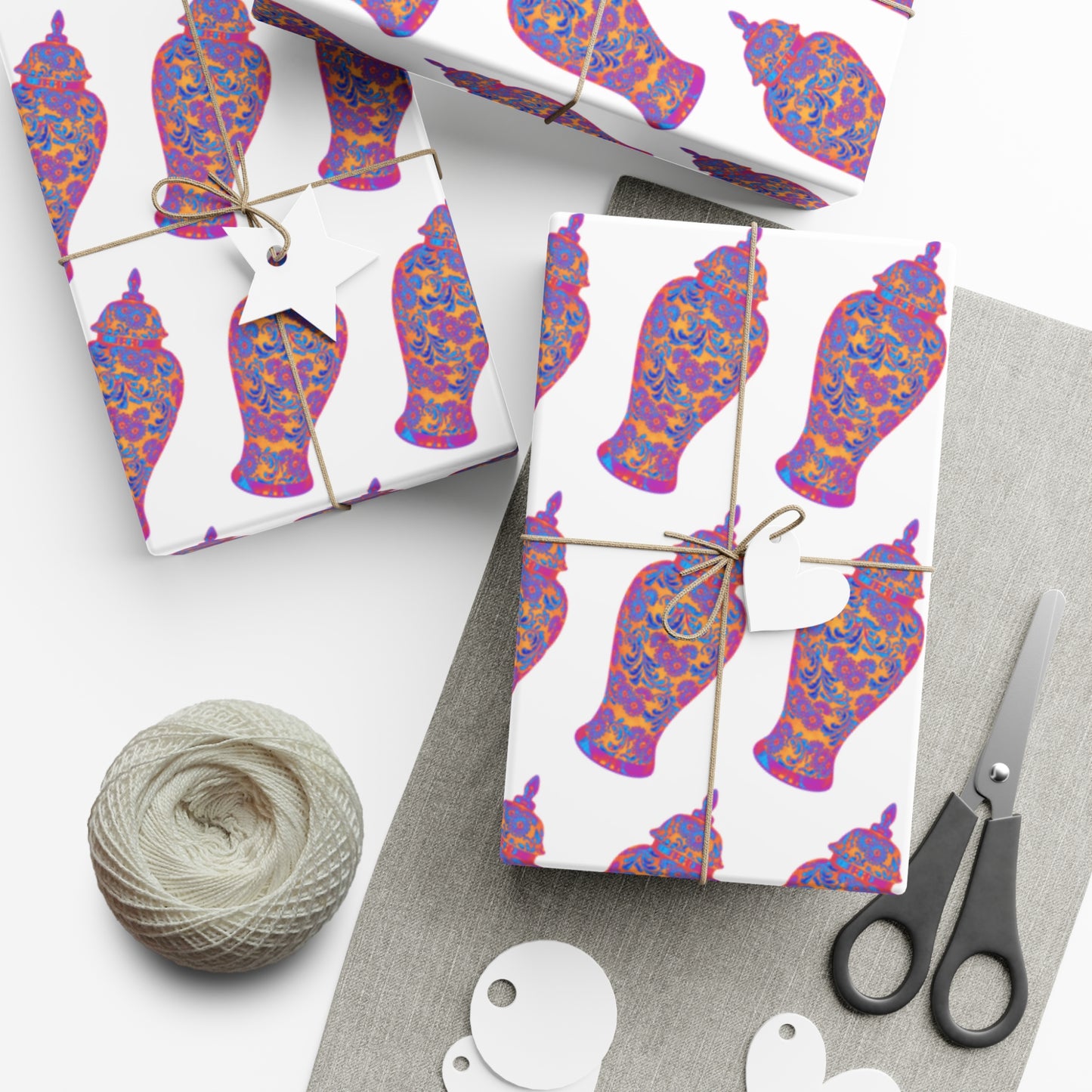 Wrapping Paper - Tropical Gift Wrap for All Occasions / 3 Sizes, 2 Finishes / Heatwave Ginger Jar