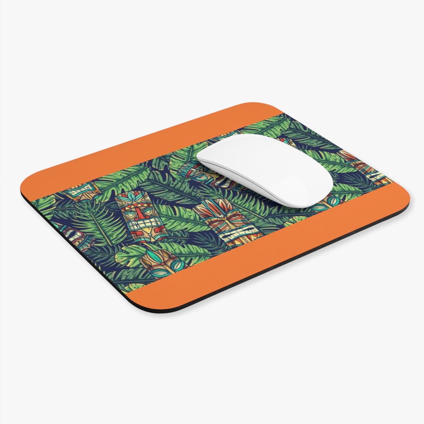 Mouse Pad (Rectangle) - Tiki Greenery, Orange