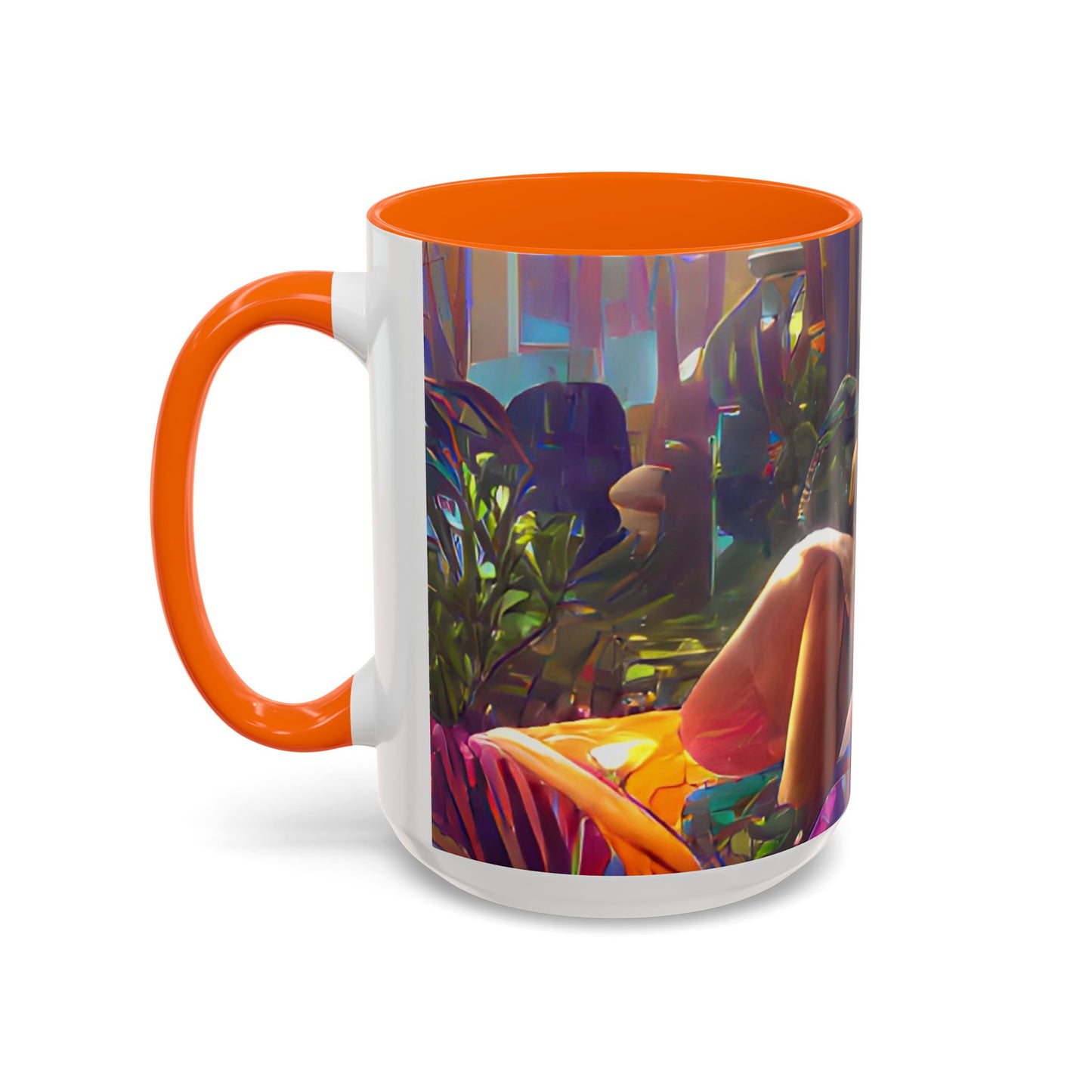 Accent Coffee Mug (11, 15oz) - Midnight Kiss in Tropical Garden