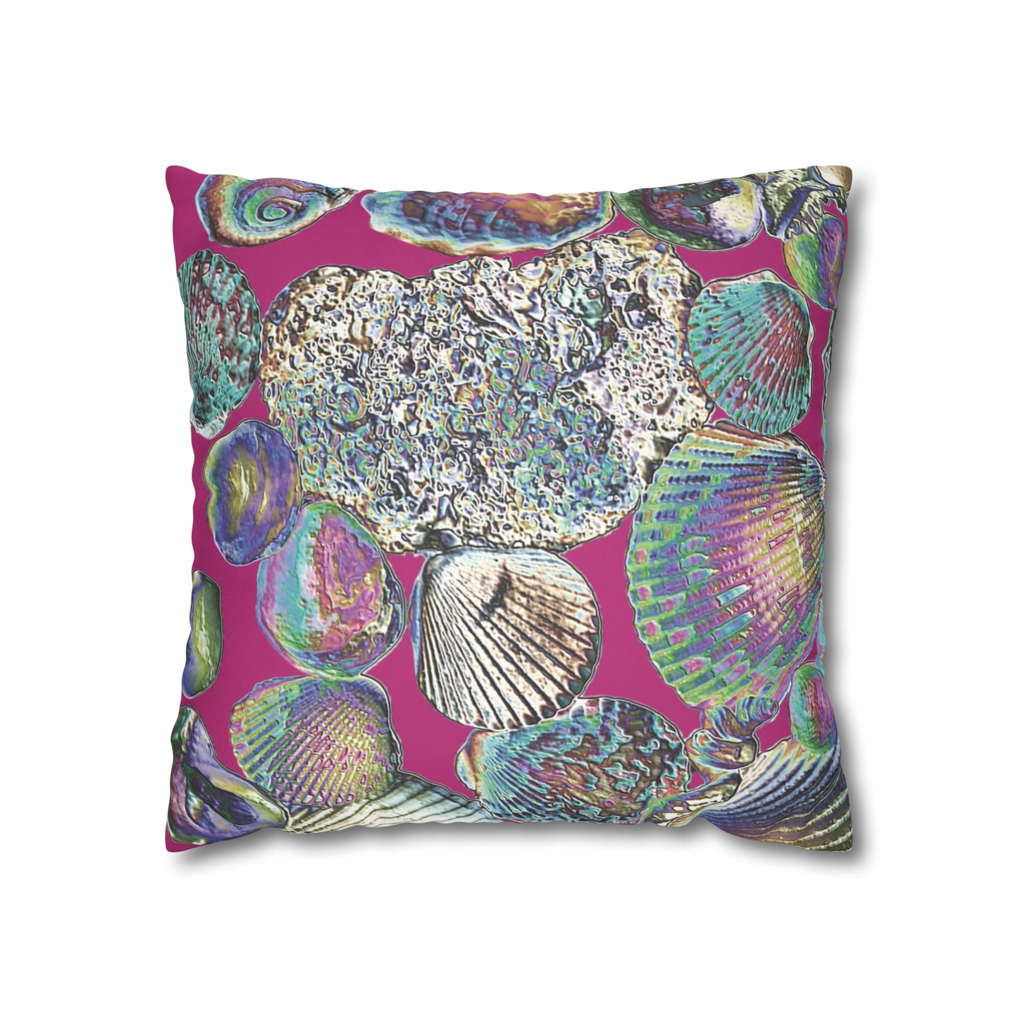 Faux Suede Square Pillowcase - Heatwave Seashell Collection, Pink