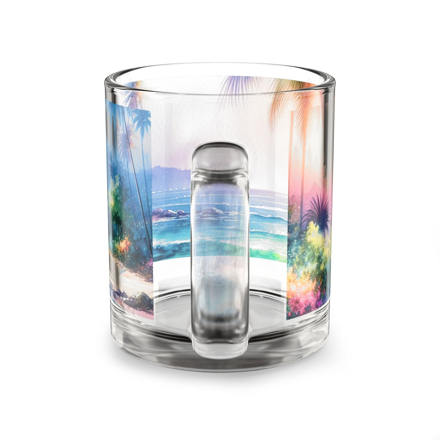 Tropical Glass Mug - 10oz Coffee Cup / Bay of Peace