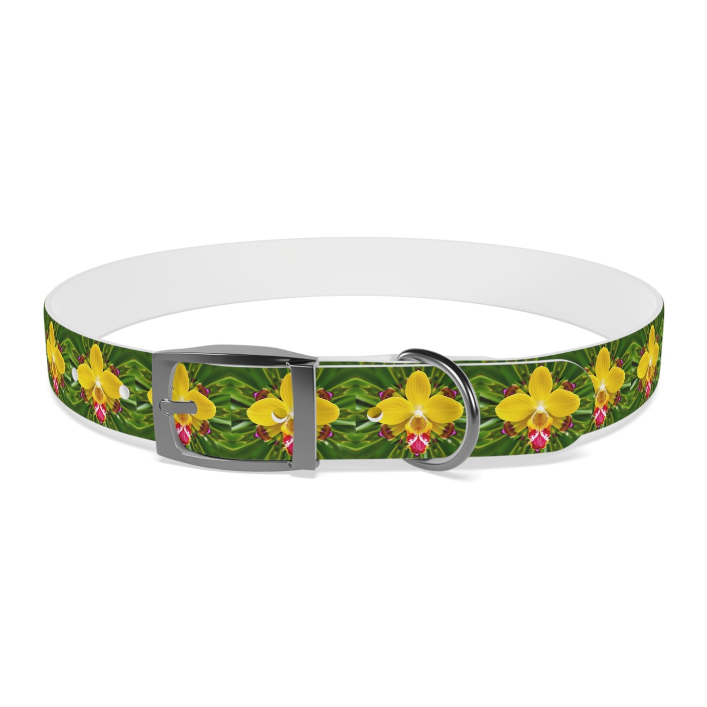 Dog Collar - Yellow Orchid Kaleidoscope