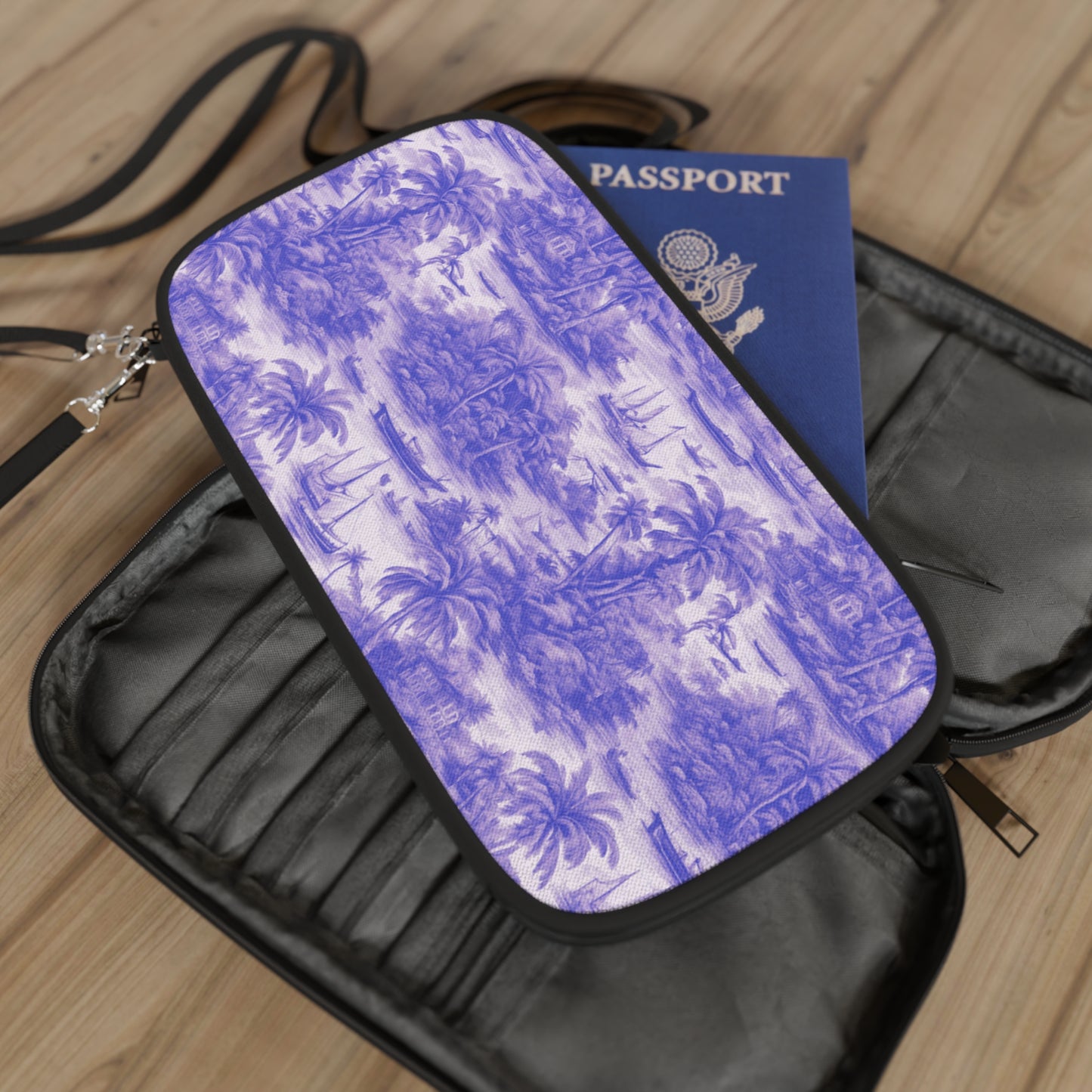 Passport Wallet - Tropical Toile #1, purple