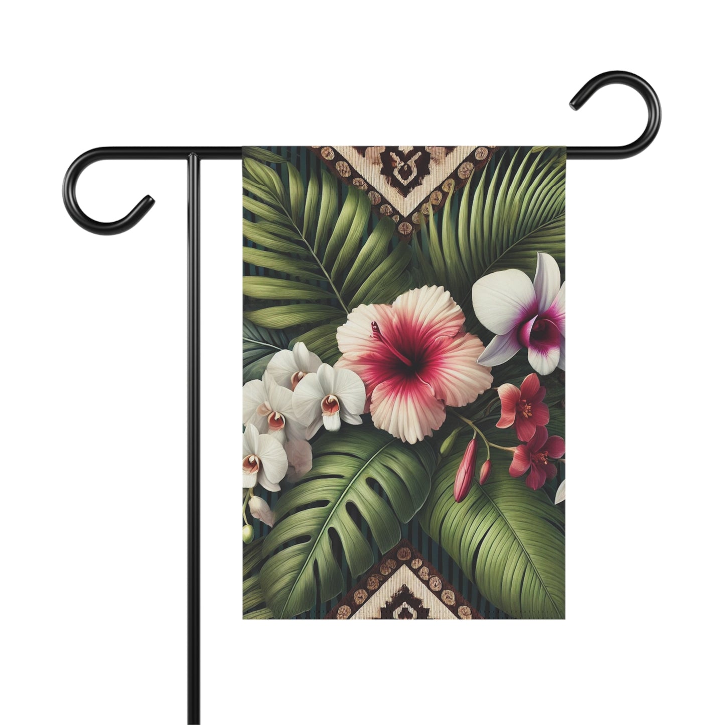Tropical Garden Flag - Perfect for Outdoor Decor / Tiki Orchids