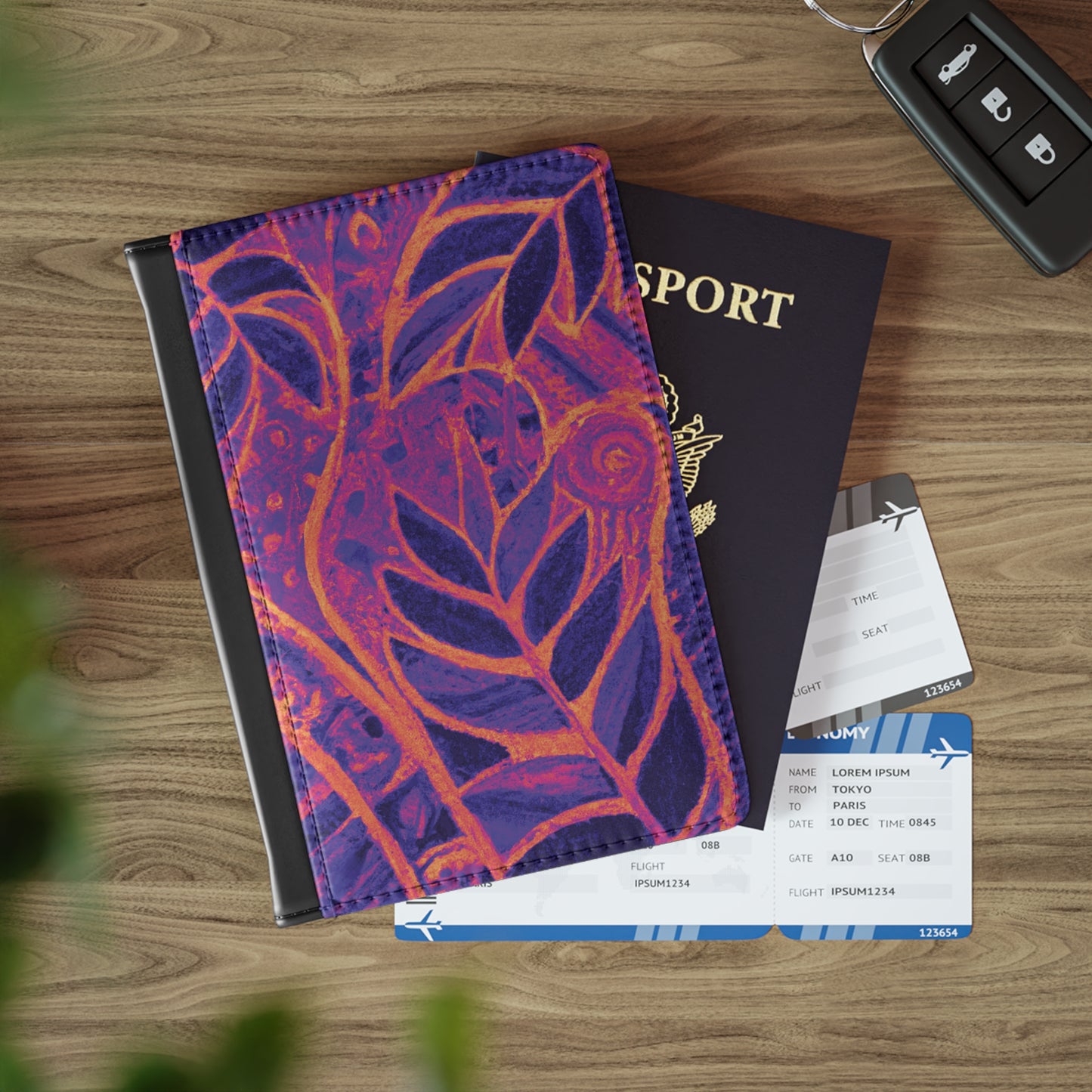 Tropical Passport Cover, Faux Leather - RFID blocking for travel security / Amazon Whimsy, Heatwave