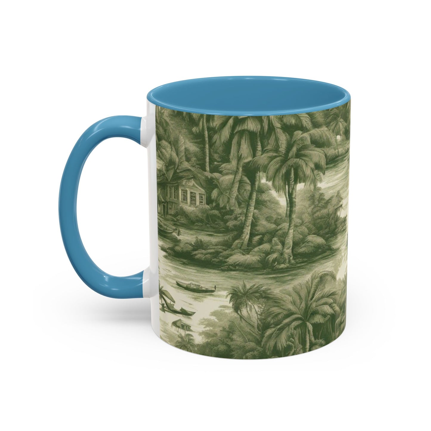 Accent Coffee Mug (11, 15oz), Tropical Toile #1, Various Colors