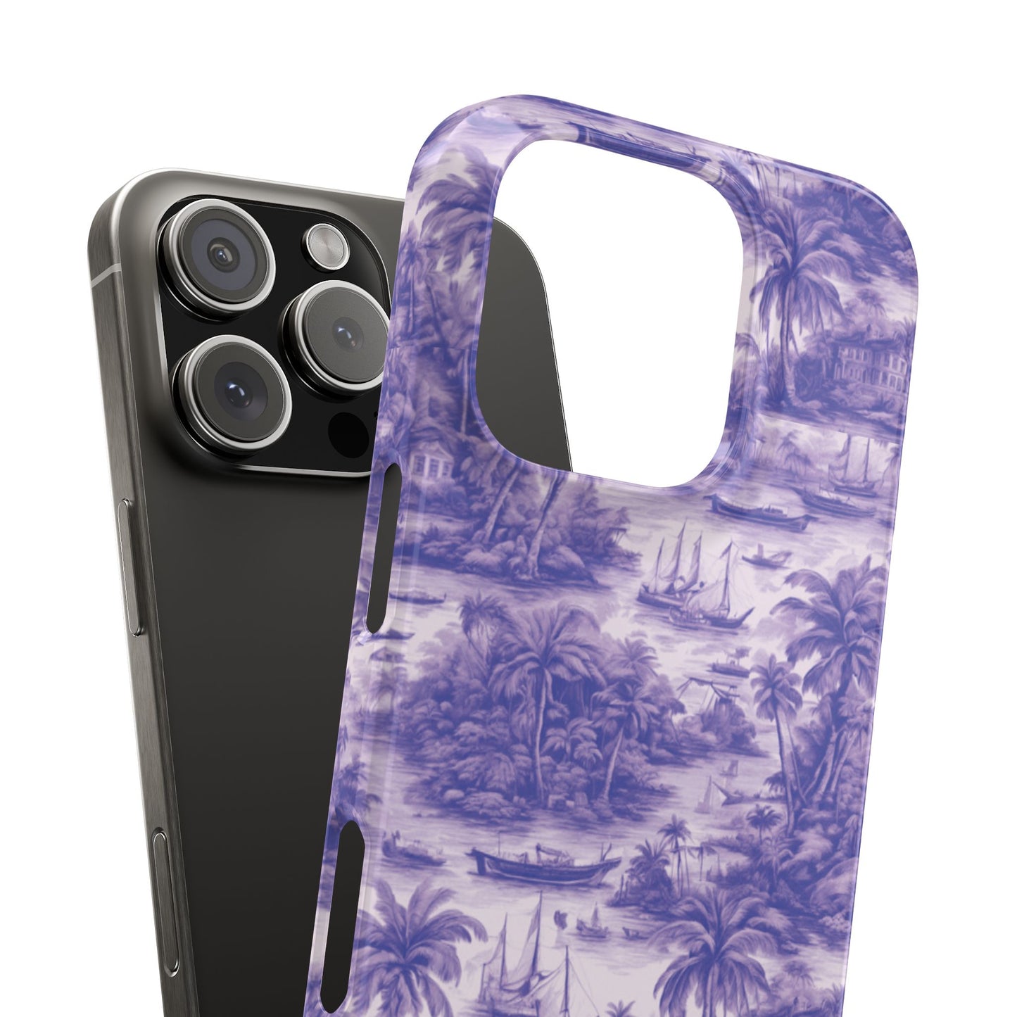 Slim Phone Cases - Tropical Toile #1, purple