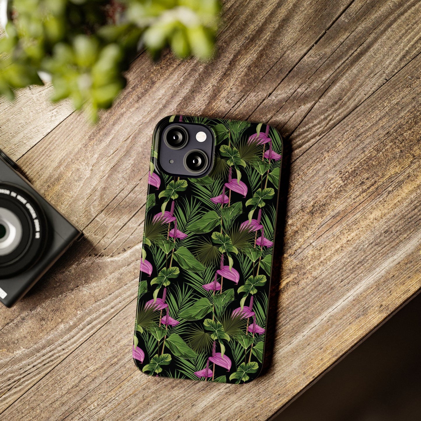 Slim Phone Cases - Anthurium and Palm