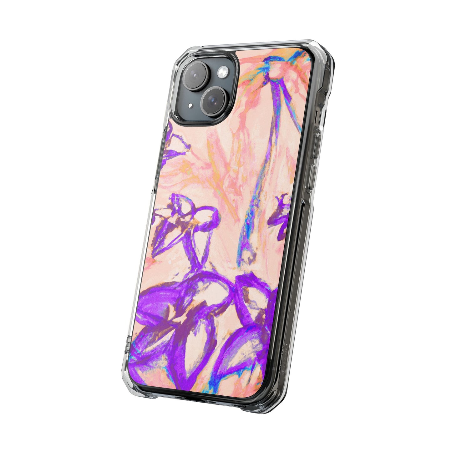 Tropical Doodles/Peach Magnetic Clear Phone Case, Many Models