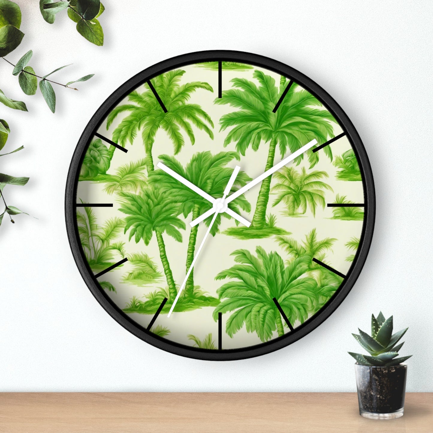 Wall Clock, Playful Palms Toile, Hands/Base Variants