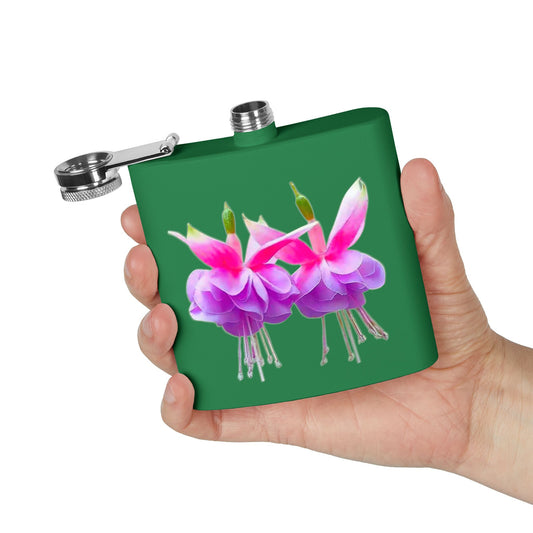 Tropical Stainless Steel 6 oz. Flask, Many Colors  – Two Fuchsias