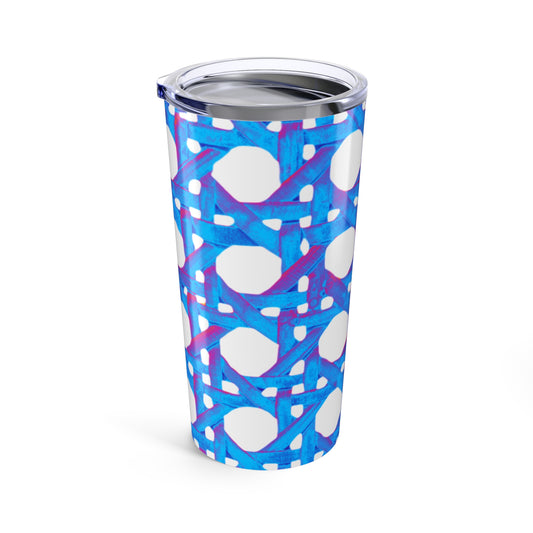 20oz Tropical Glossy Tumbler, Stainless Steel / Turquoise Wicker