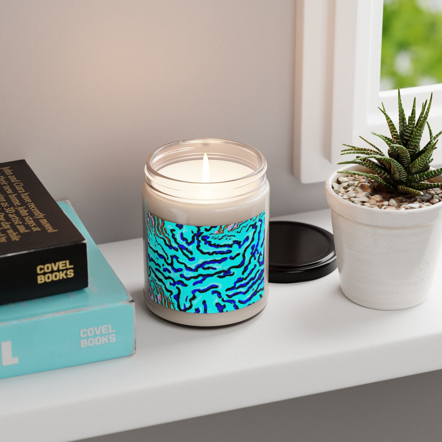 Vibrant Scented Soy Candle - 9oz Eco-Friendly Home Decor / Wild Coral Reef/Turquoise