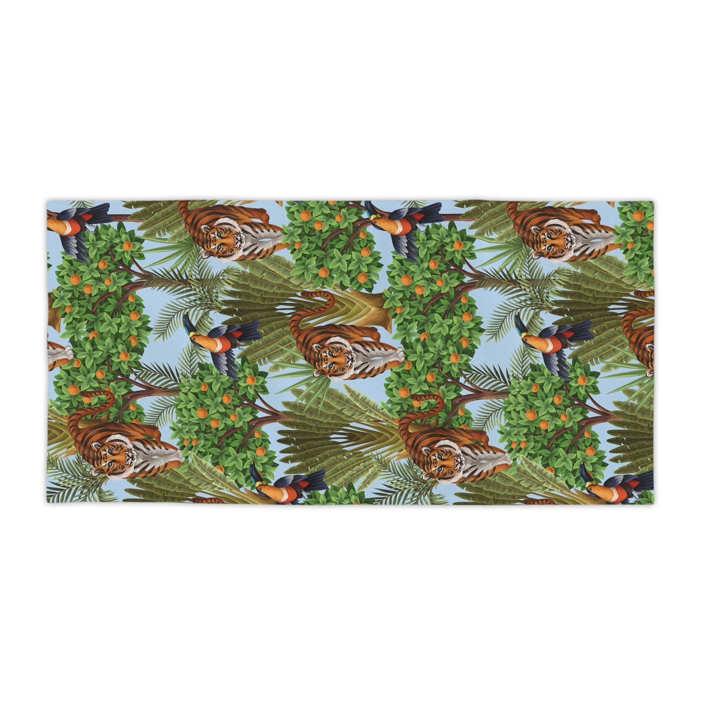 Vibrant Summer Beach Towels, 3 sizes – Tropical Print for Sun Lovers / Tiger Haven Blues