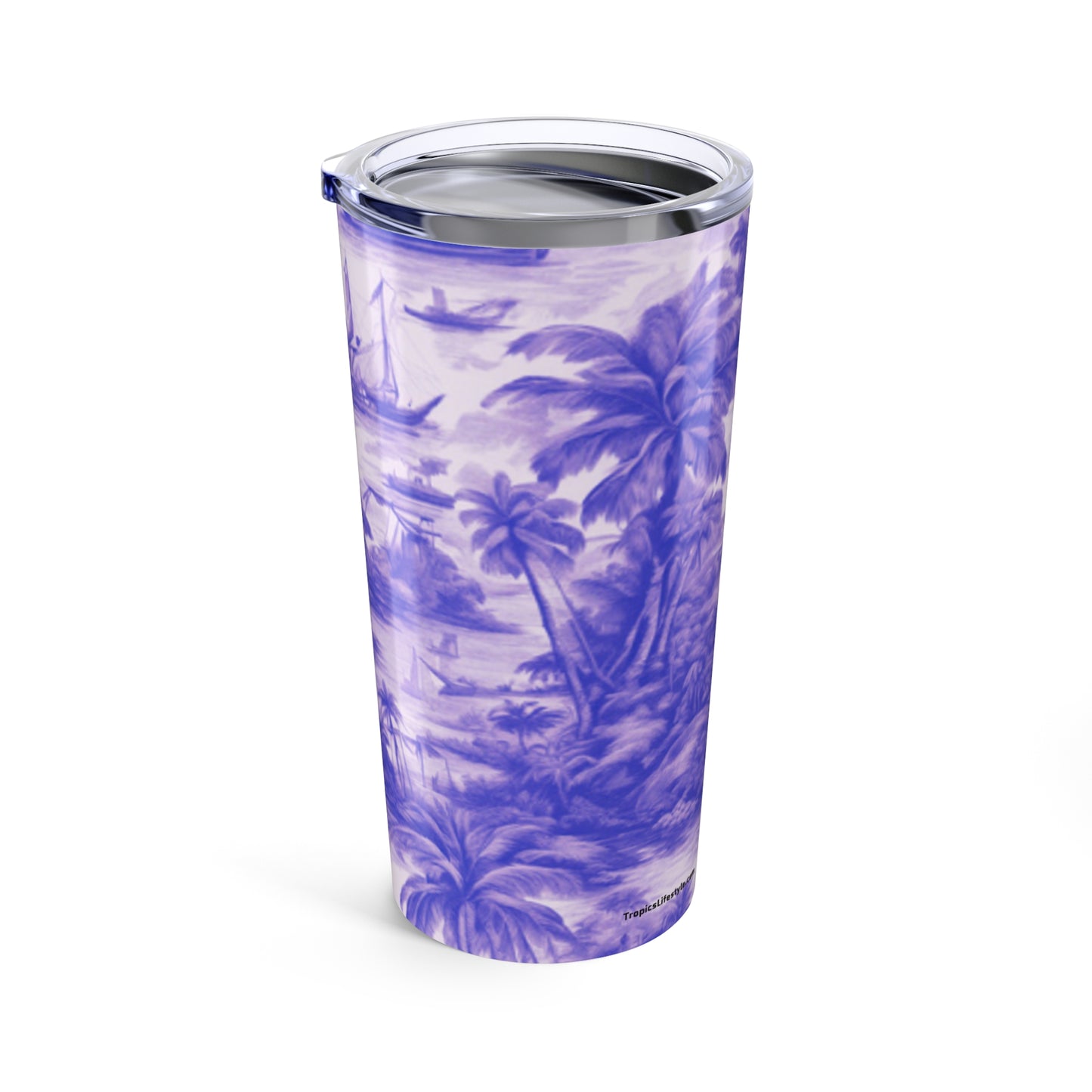 20oz Tropical Glossy Tumbler -Tropical Toile, Purple