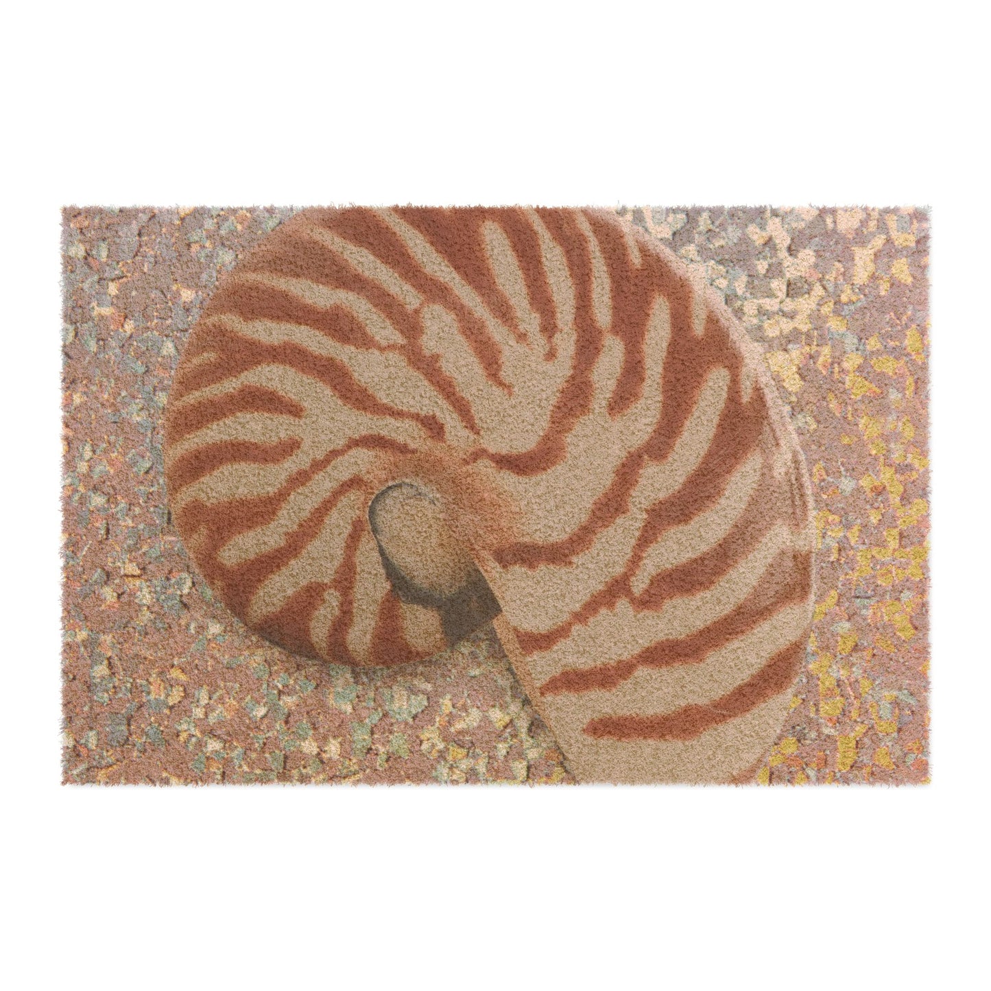 Tropical Shell Door Mat - Vibrant Coconut Fiber Entrance Mat / WELCOME Disco Tiger Stripe Nautilus