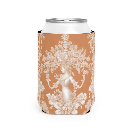 Pearl Lady Toile/Melon Can Cooler Sleeve - Perfect for Outdoor Picnics