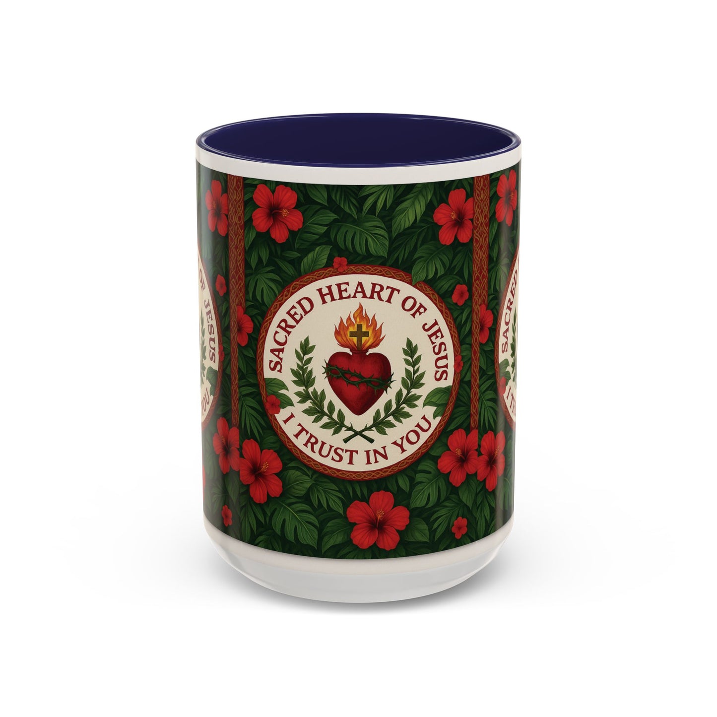 Religious Accent Color Coffee Mug (11, 15oz) / Sacred Heart of Jesus Prayer, Various Colors