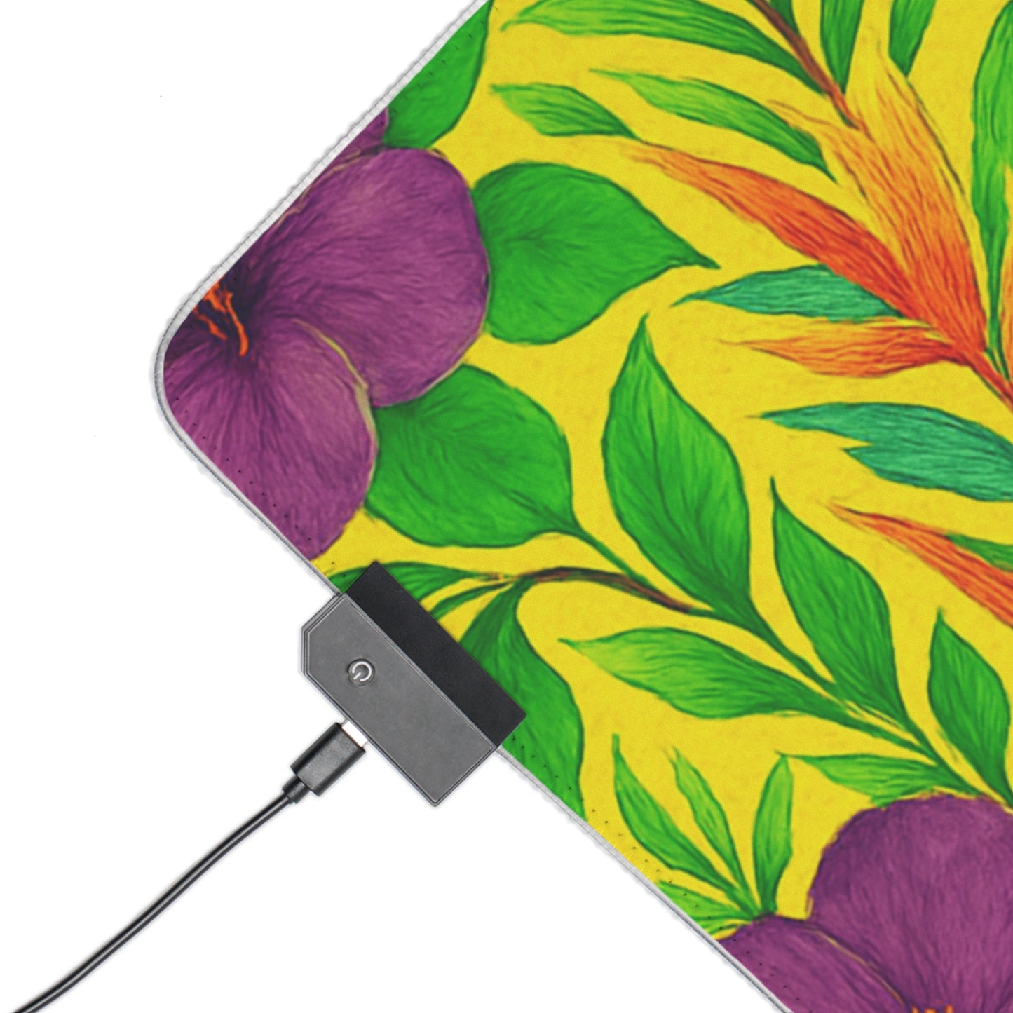 LED Gaming Mouse Pad With Vibrant RGB Lighting, 4 Sizes / Midnight Flower Yellow